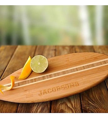 Engraved Bamboo Surfboard Cutting Board