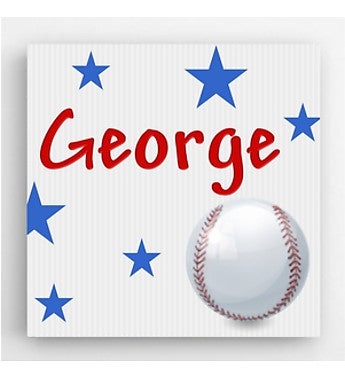 Personalized 14 x 14 Baseball Kids Canvas Sign