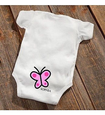 Personalized Butterfly Baby Girl Booty Bodysuit