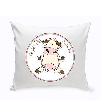 Personalized Baby Cow Nursery Throw Pillow