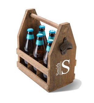 Monogrammed Beer Caddy with Bottle Opener
