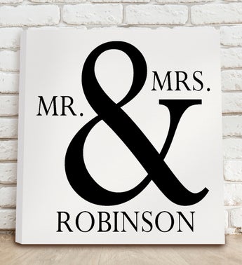 Personalized Mr  Mrs Canvas Print Sign