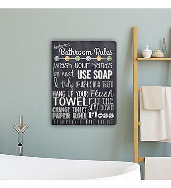 Personalized Bathroom Rules Canvas Print