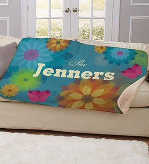 Personalized Spring Floral Sherpa