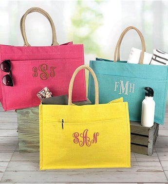 Monogrammed Pocket Tote Bag