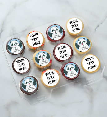 12-24 Mini Personalized Text Sweet Panda Air Hugs Cupcakes