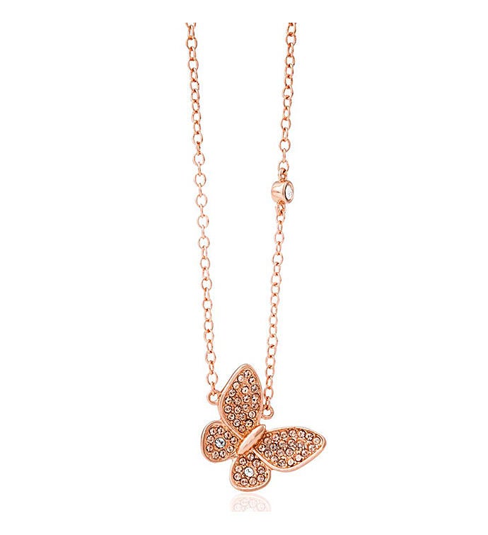 Rose Gold Plated Butterfly Pendant Necklace 181134