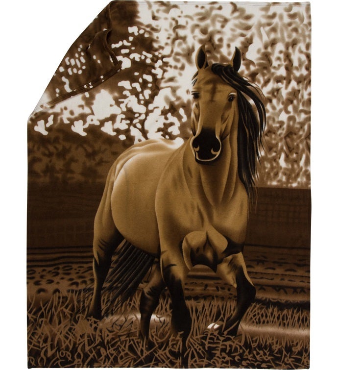 Western Horse Fleece Throw Blanket MK0364