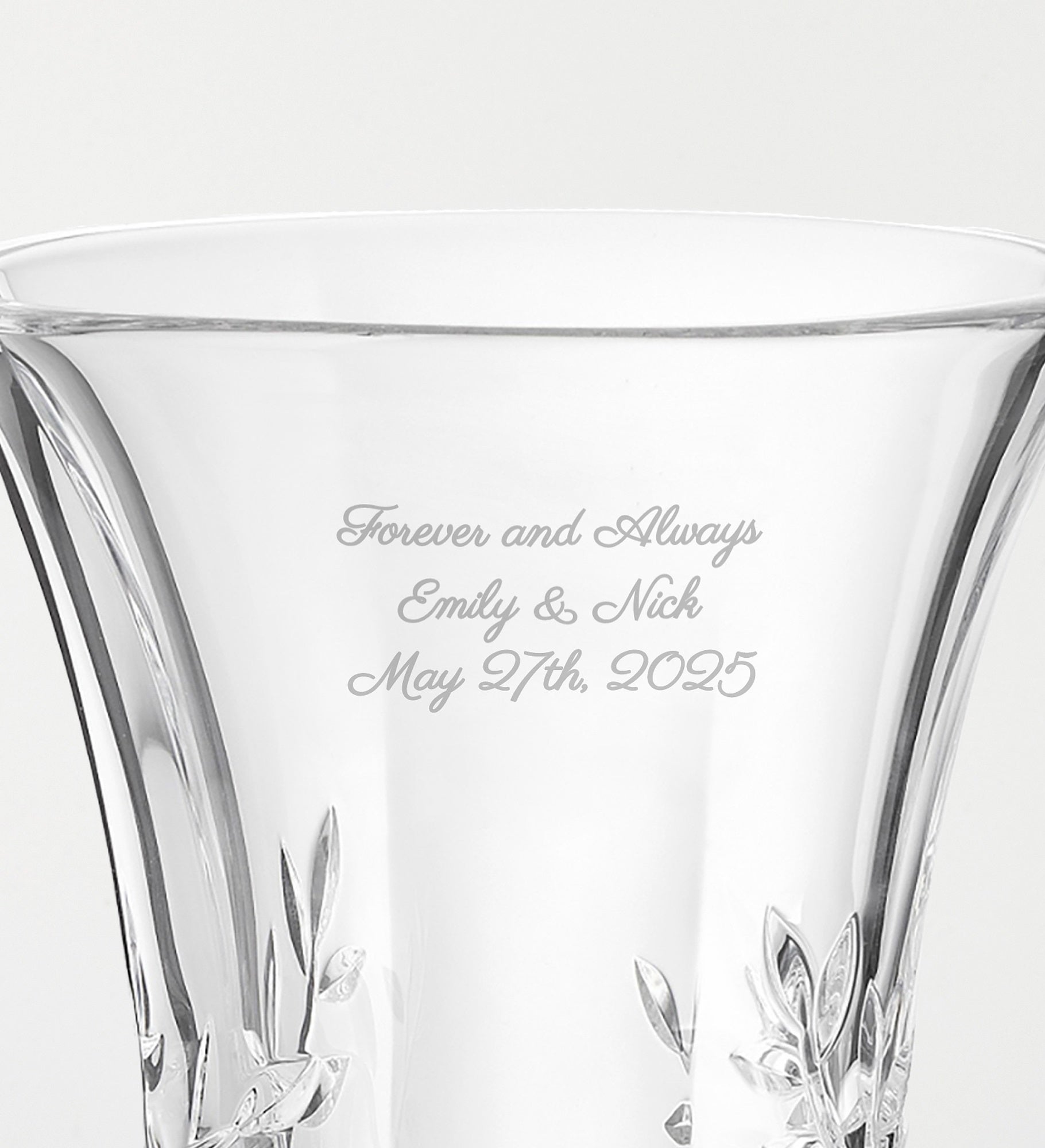 Vera Wang Engraved Crystal Leaf Vase for Weddings & Anniversaries