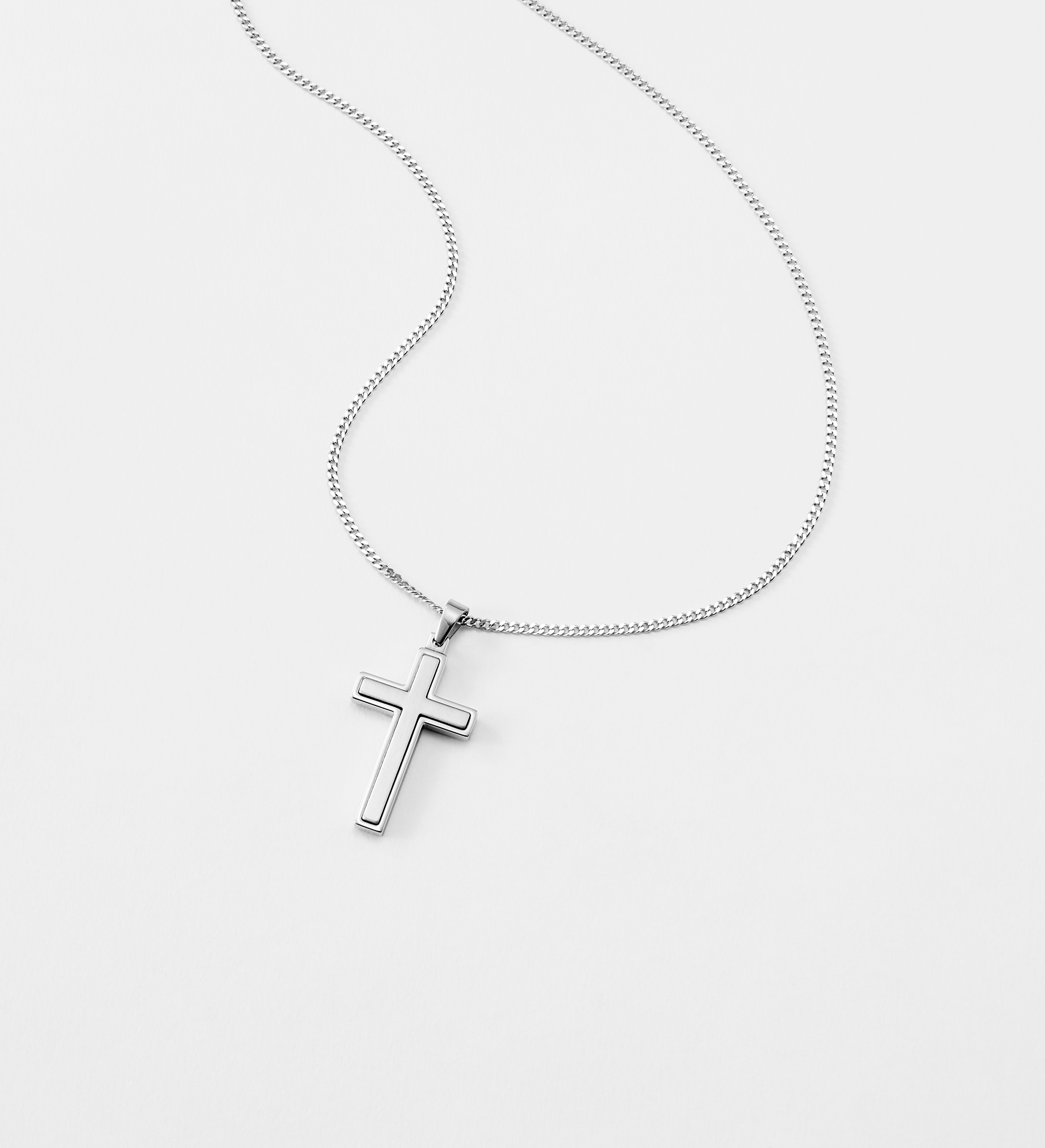 Engraved Children's Two Tone Stainless Cross Necklace