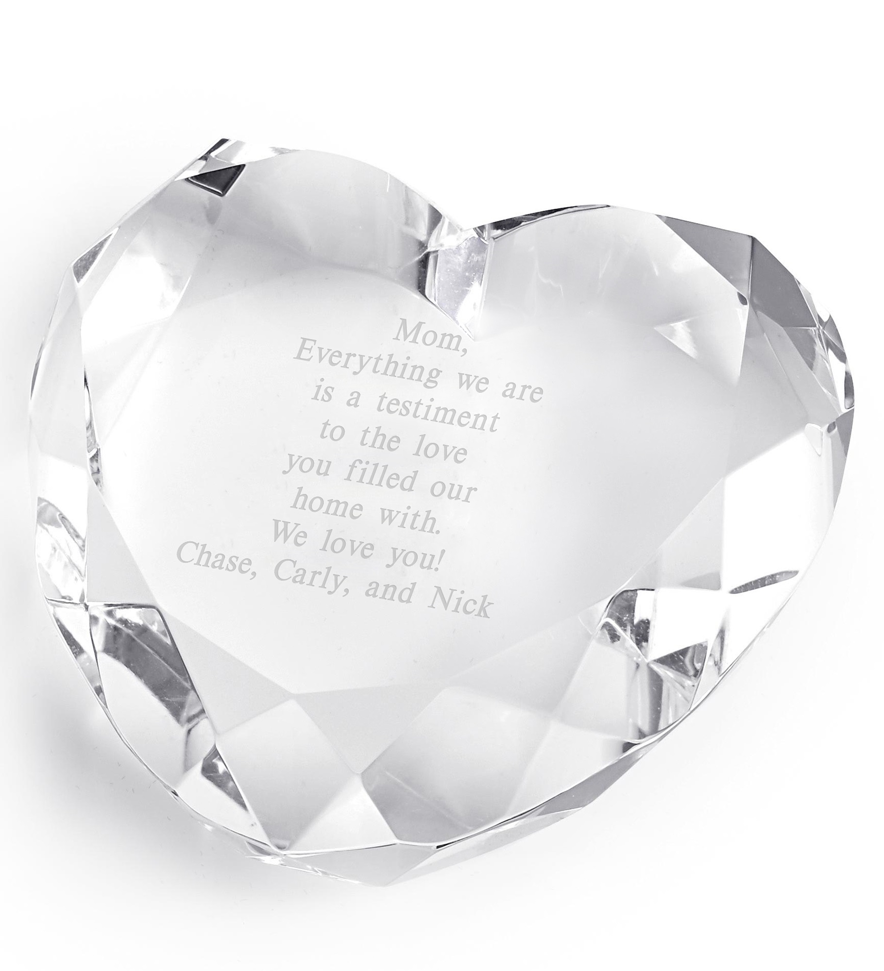 Engraved Crystal Heart Keepsake