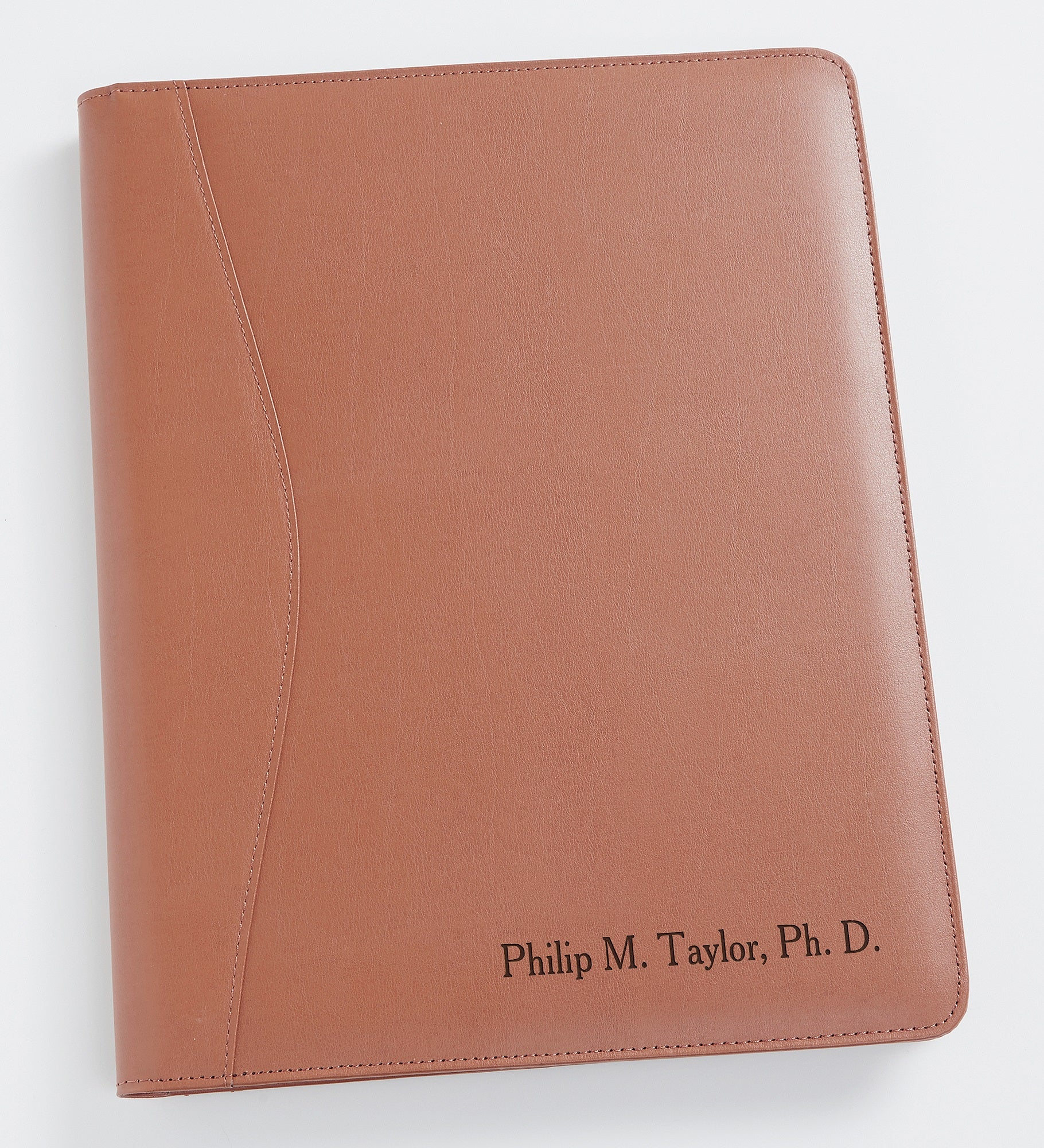Engraved Professional Tan Leather Portfolio