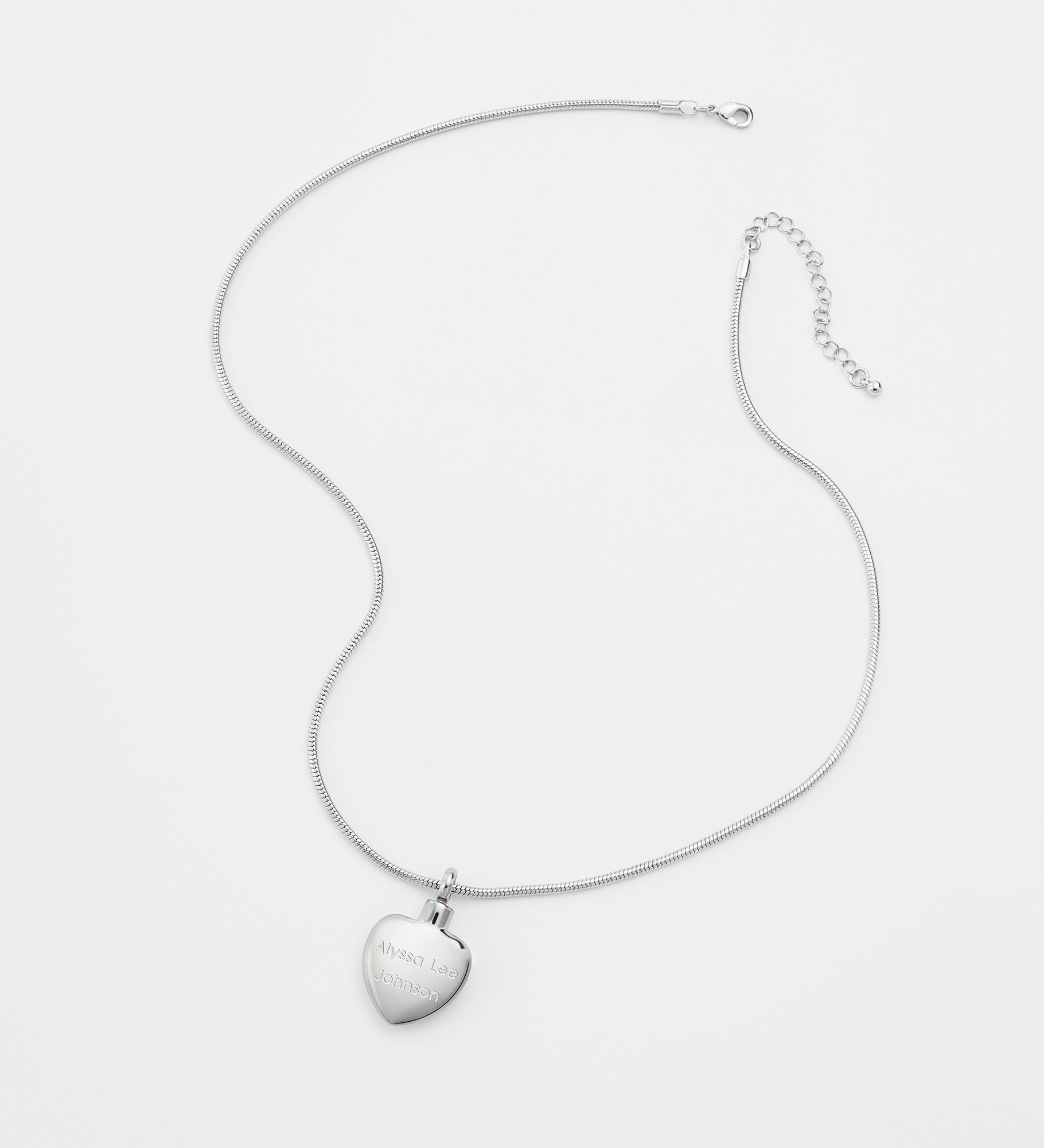 Engraved Memorial Heart Urn Necklace