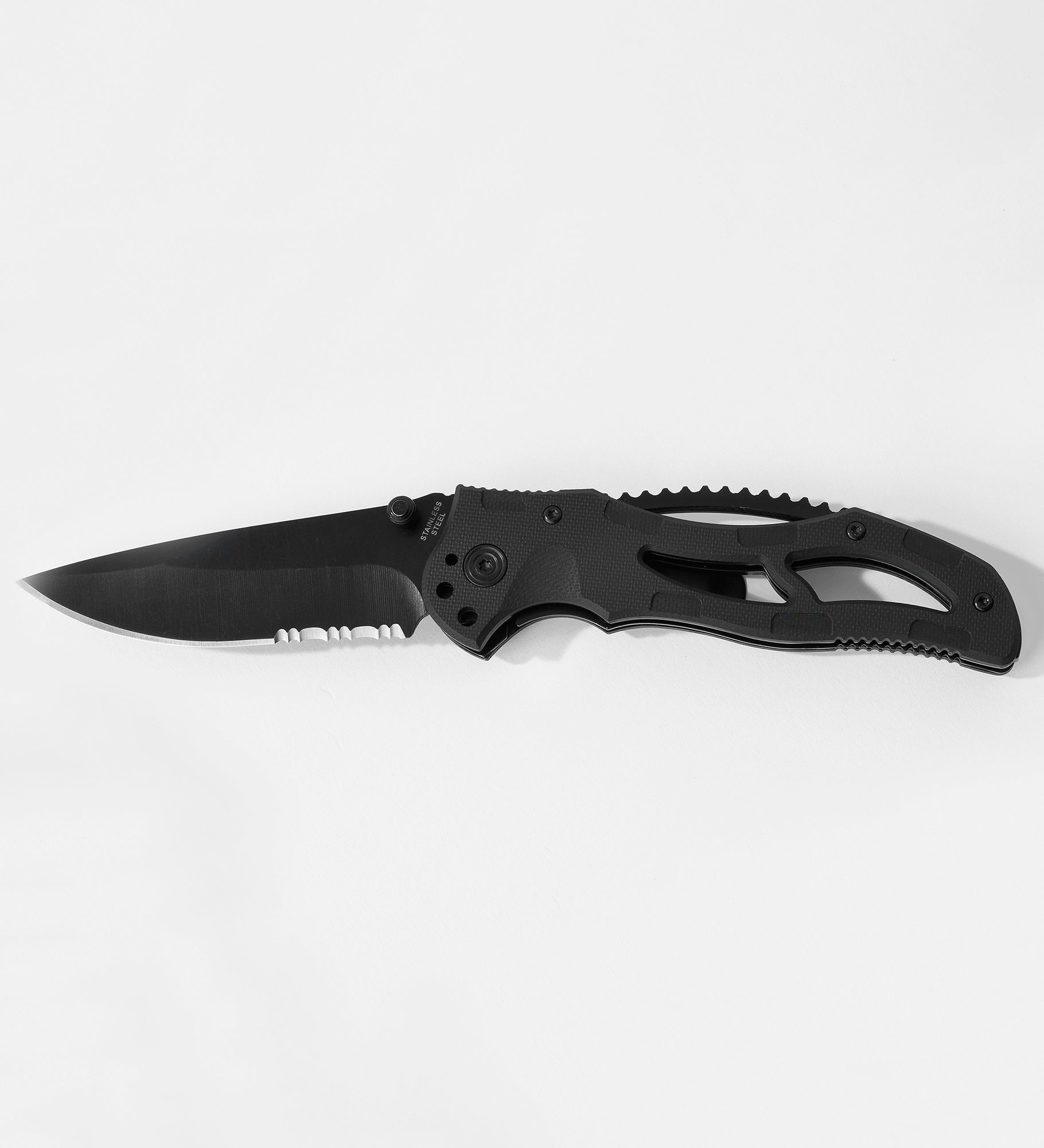  Engraved Monogram Matte Black Stealth Pocket Knife