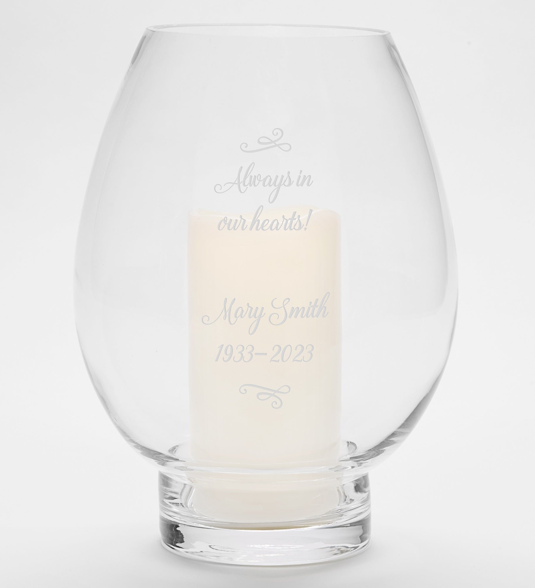 Engraved Memorial Hurricane Candle Holder