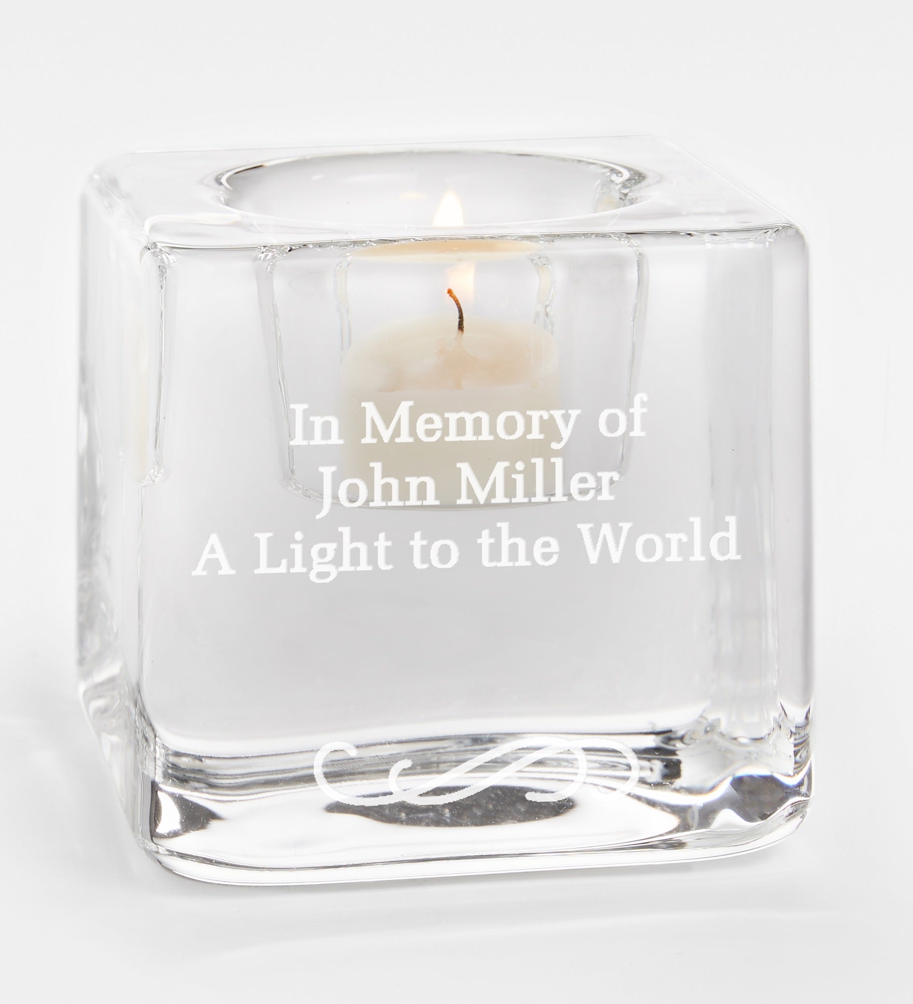 Orrefors Engraved Memorial Ice Cube Votive