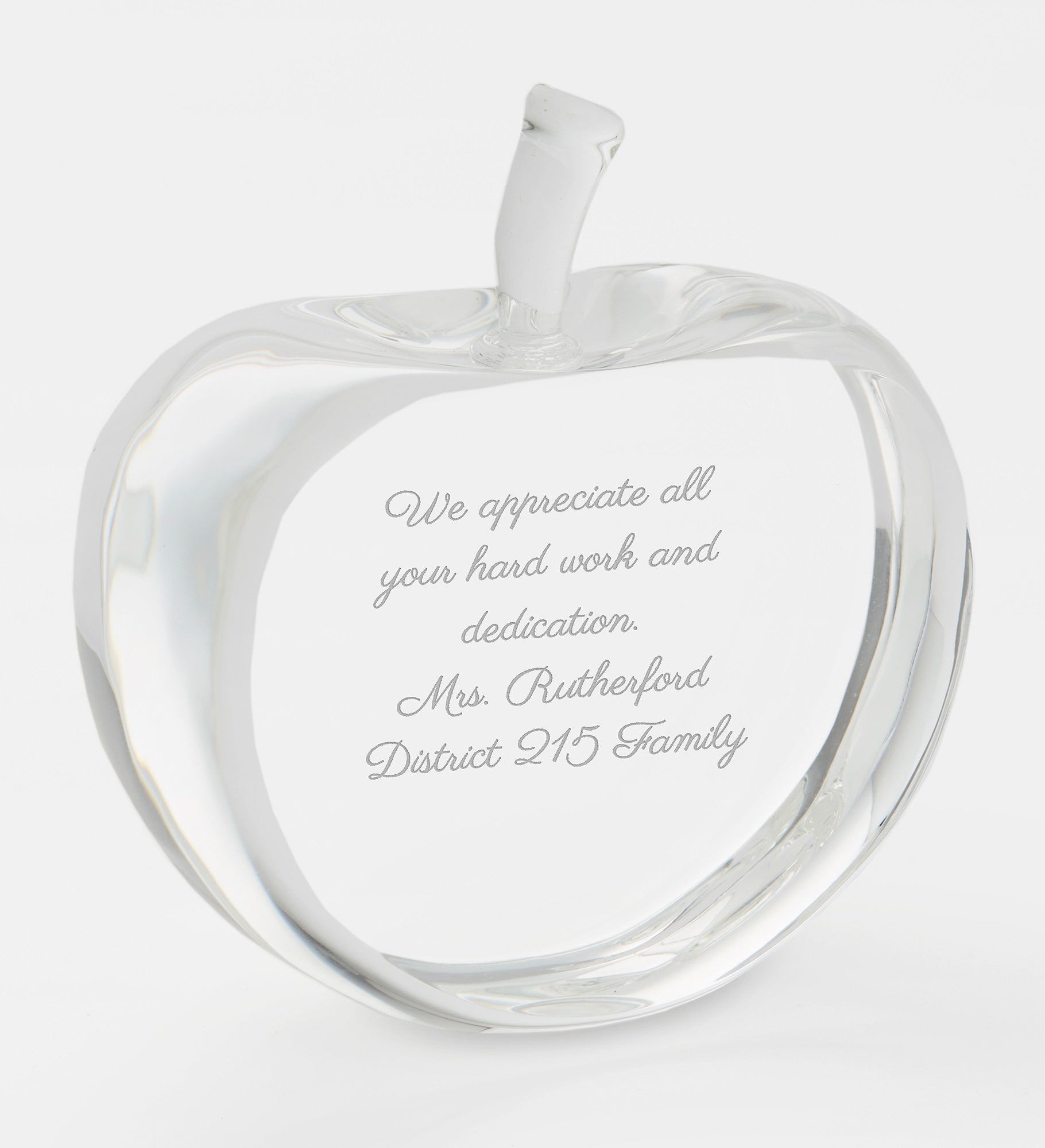  Engraved Recognition Message Crystal Apple Keepsake
