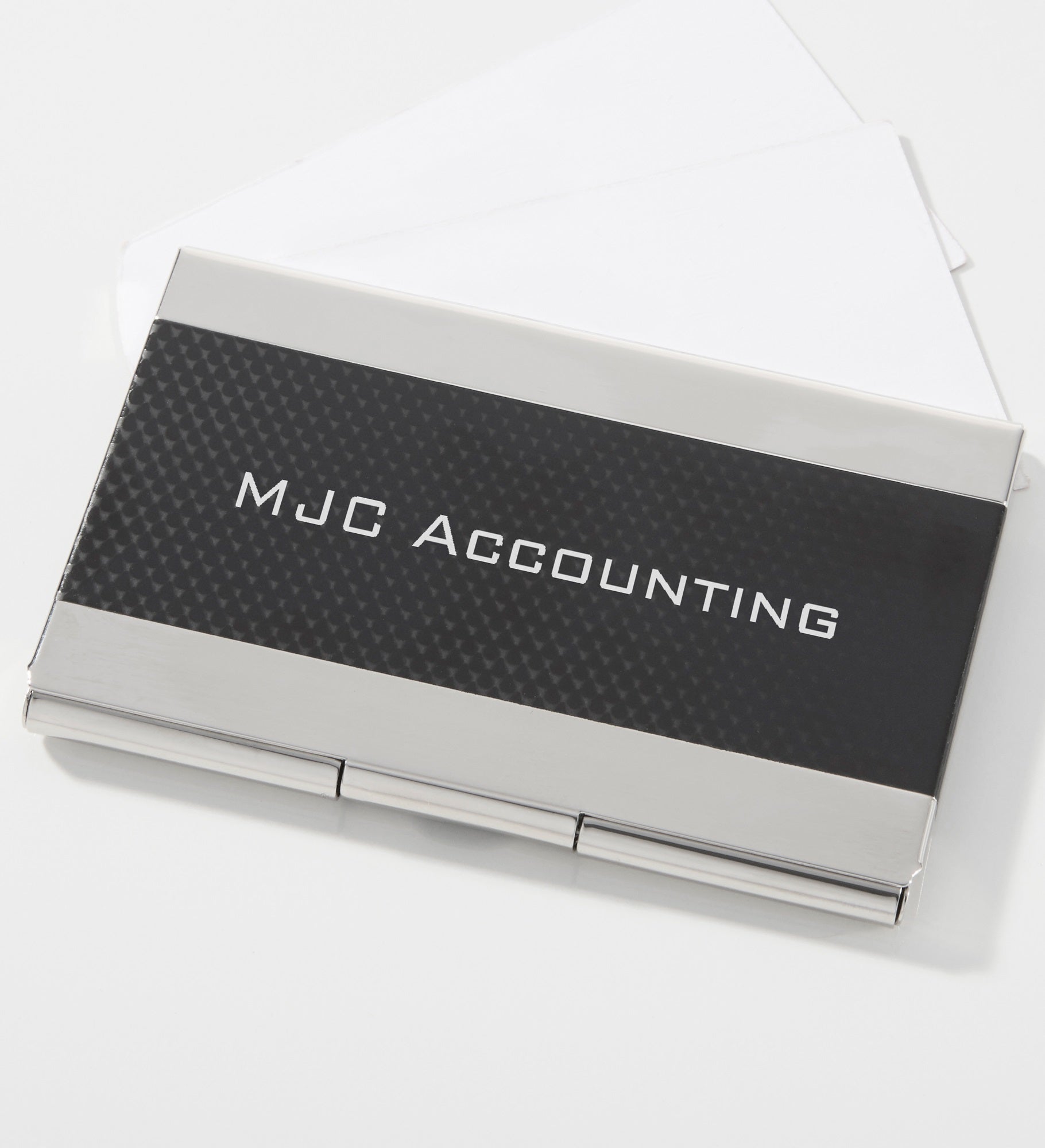 Engraved Black & Silver Business Card Case for Professional