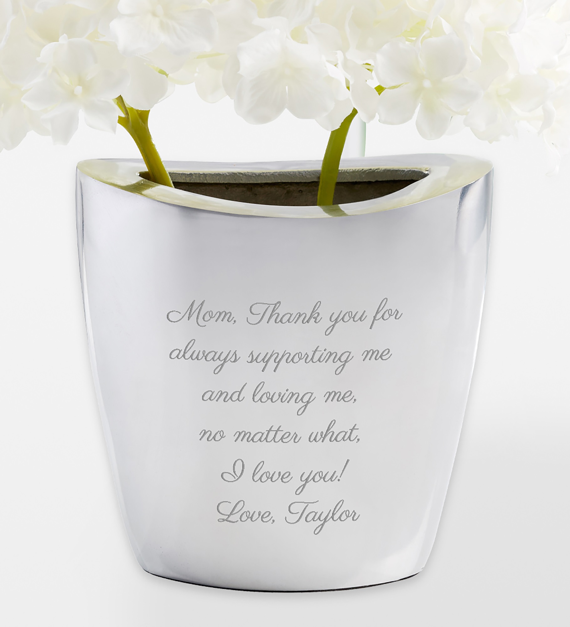  Engraved Message Aluminum Vase for Her