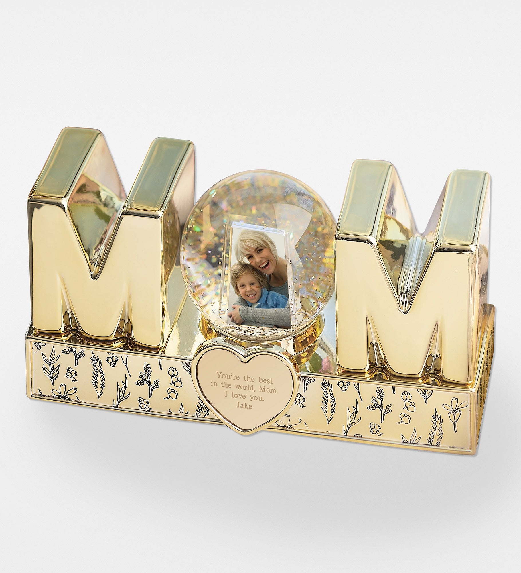 Kittenish Engraved Gold Mom Snow Globe