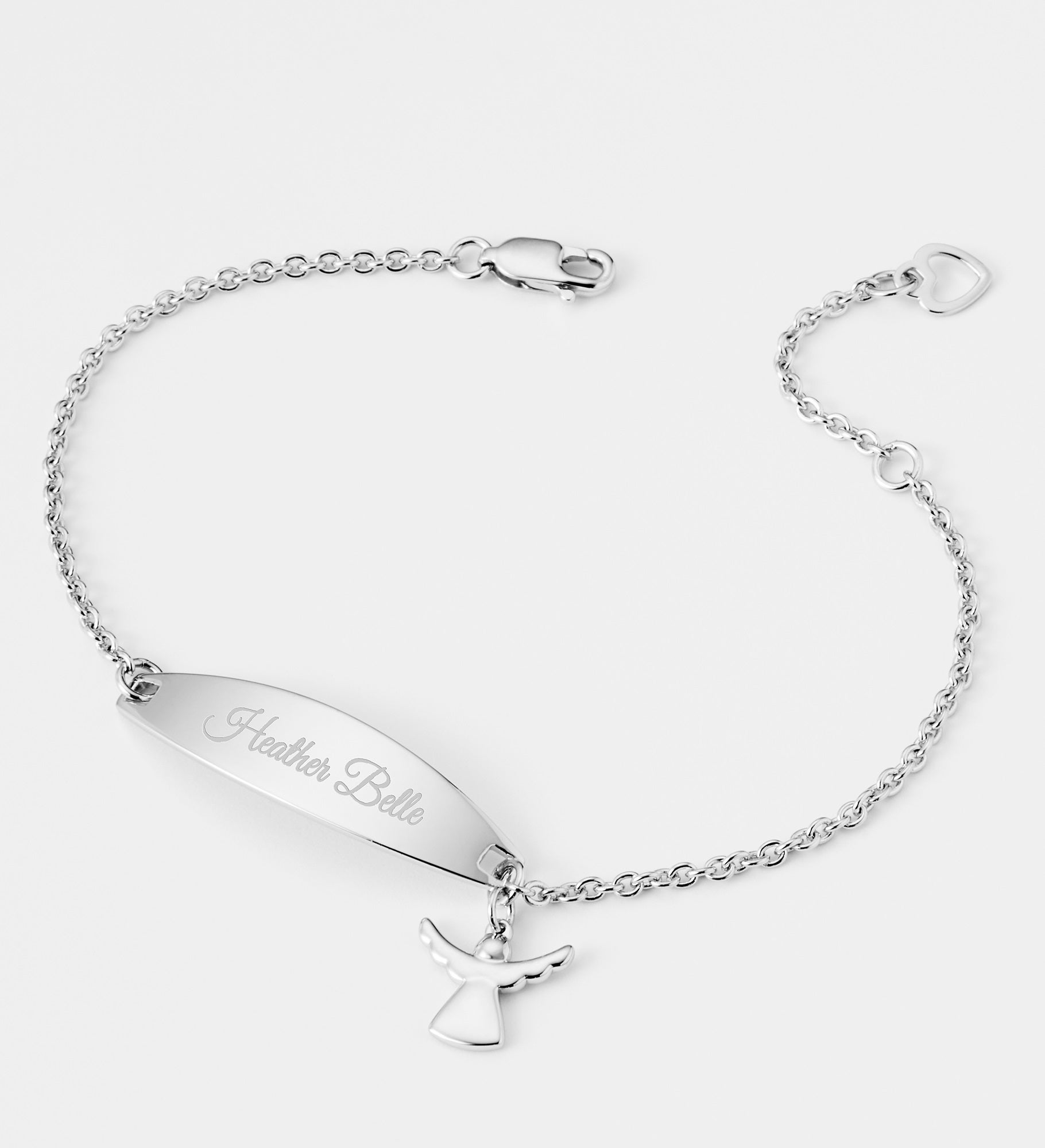 Engraved Sterling Silver Angel ID Bracelet