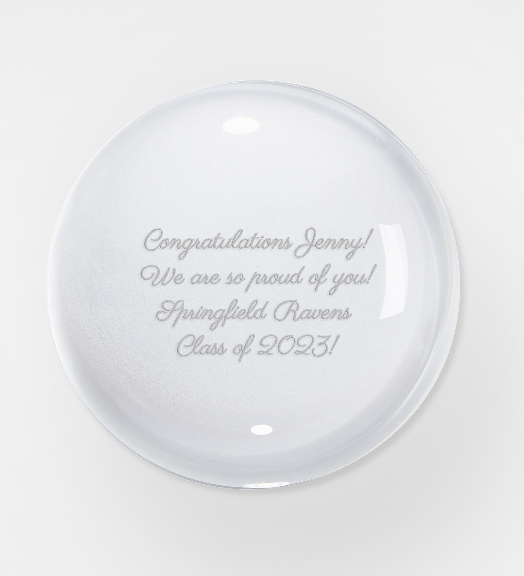  Engraved Graduation Message Crystal Paperweight