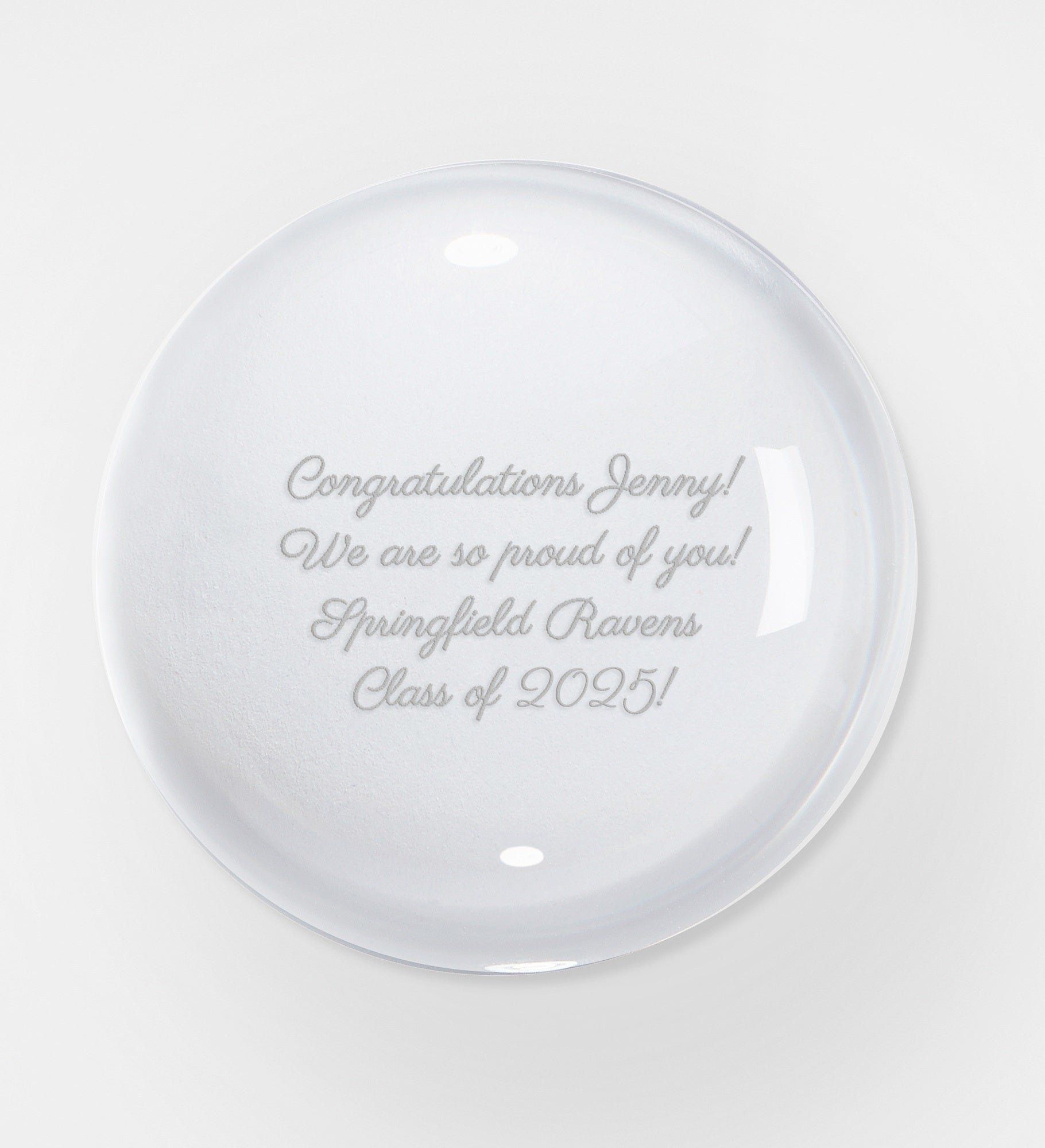 Engraved Graduation Message Crystal Paperweight
