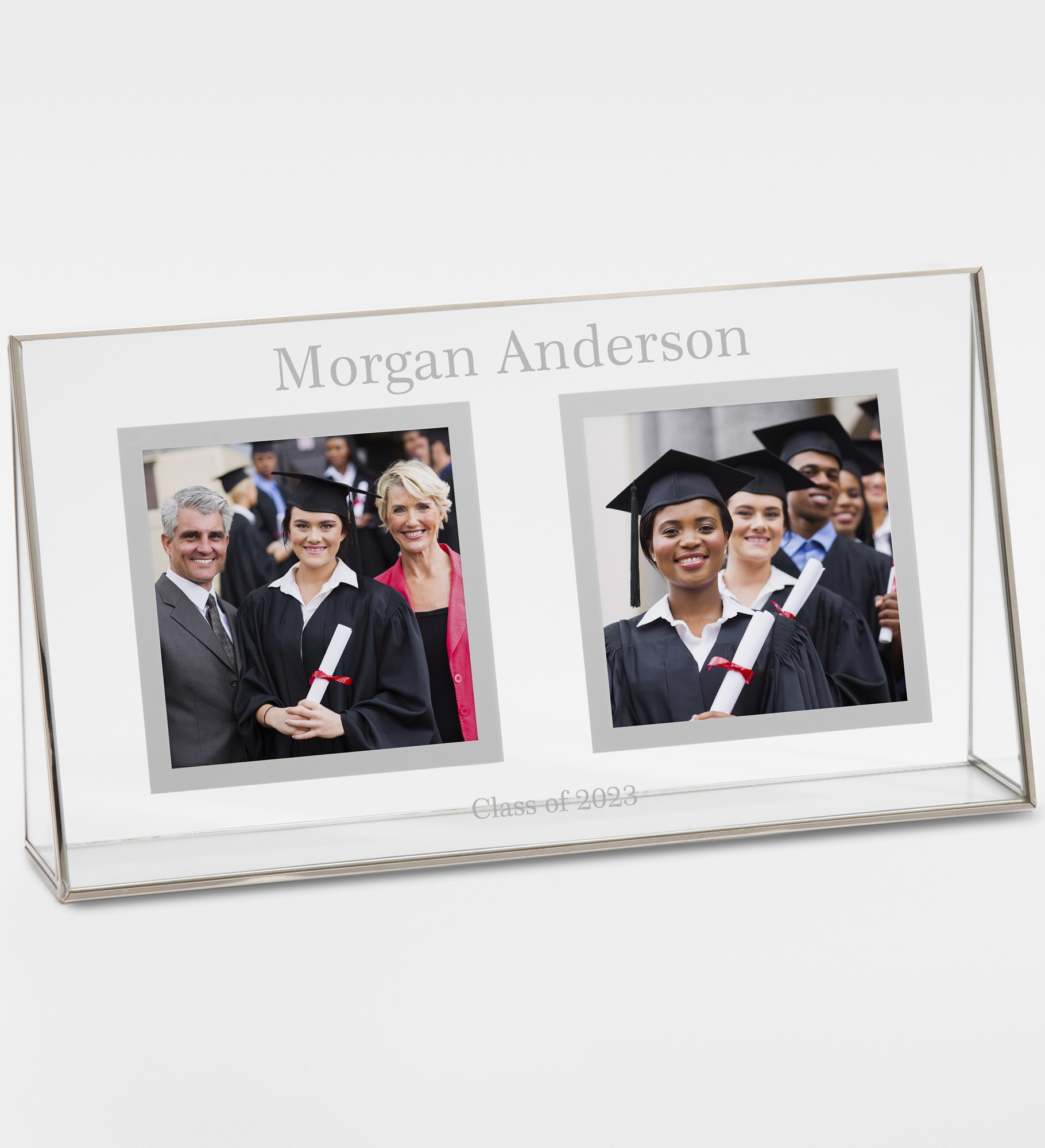  Engraved Graduation Double Photo Glass Frame 