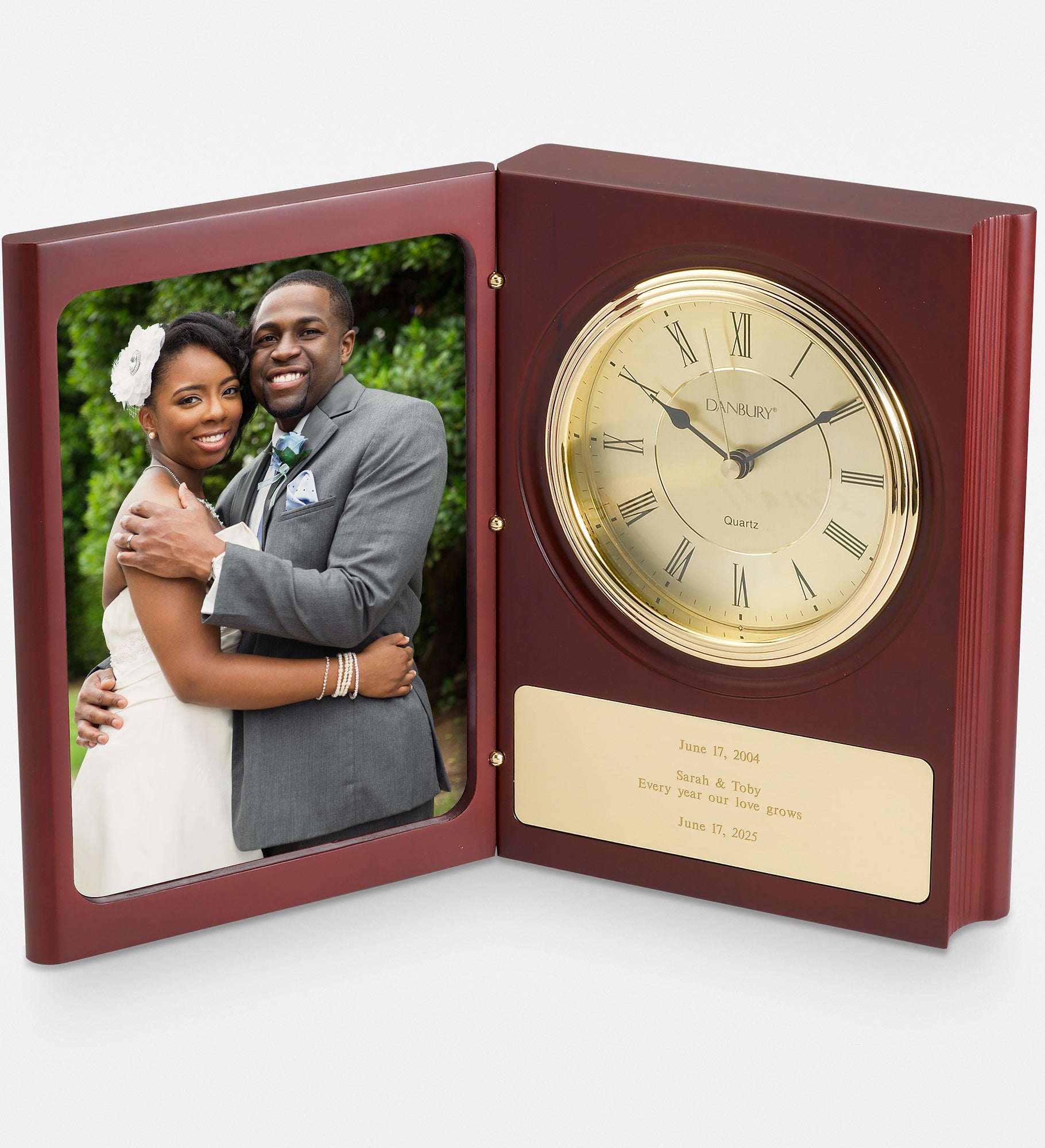 Engraved Wooden Book Frame & Clock