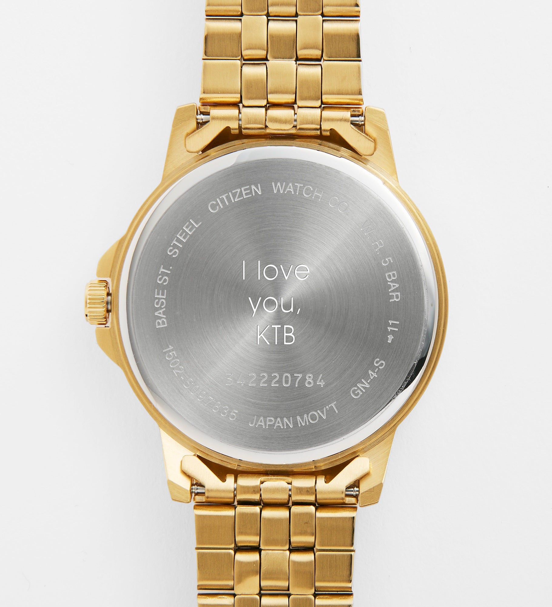 Engraved Citizen Milestone Gold & Steel Quartz Watch
