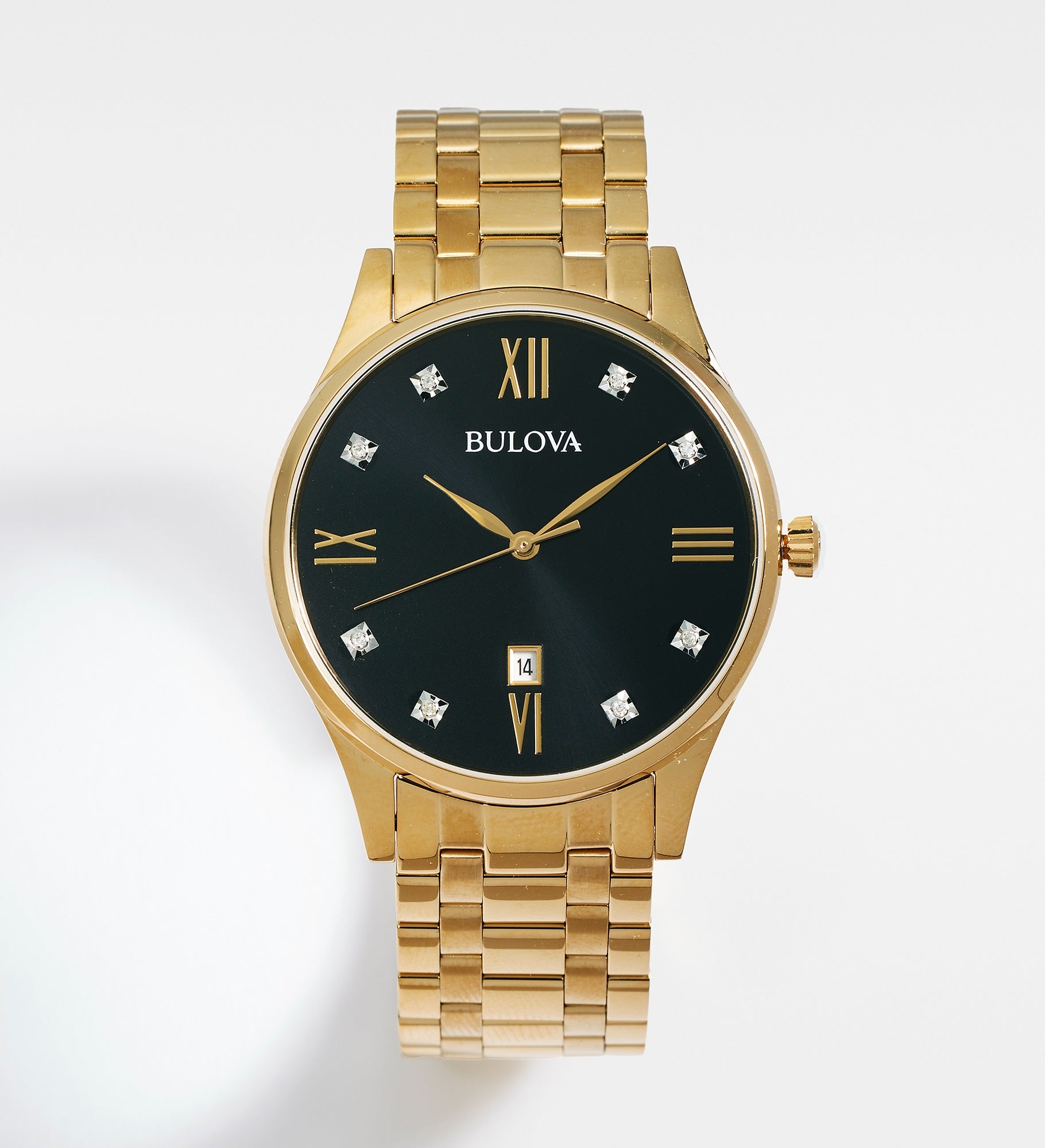  Engraved Bulova Golden Steel and Diamond Watch