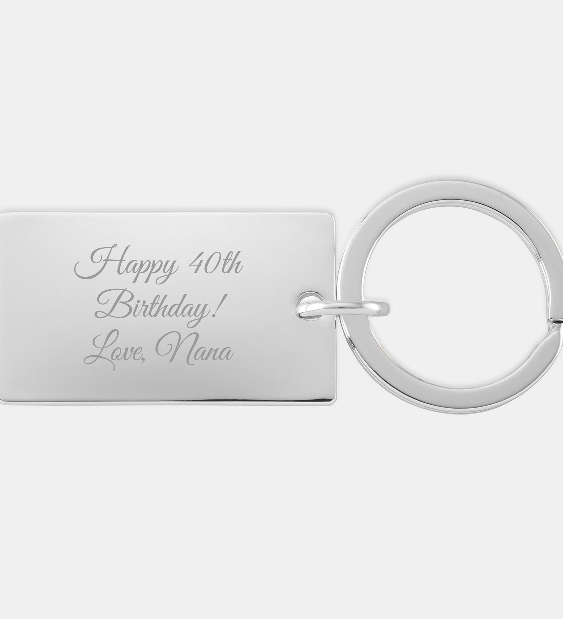 Engraved Nickel Rectangle Keychain
