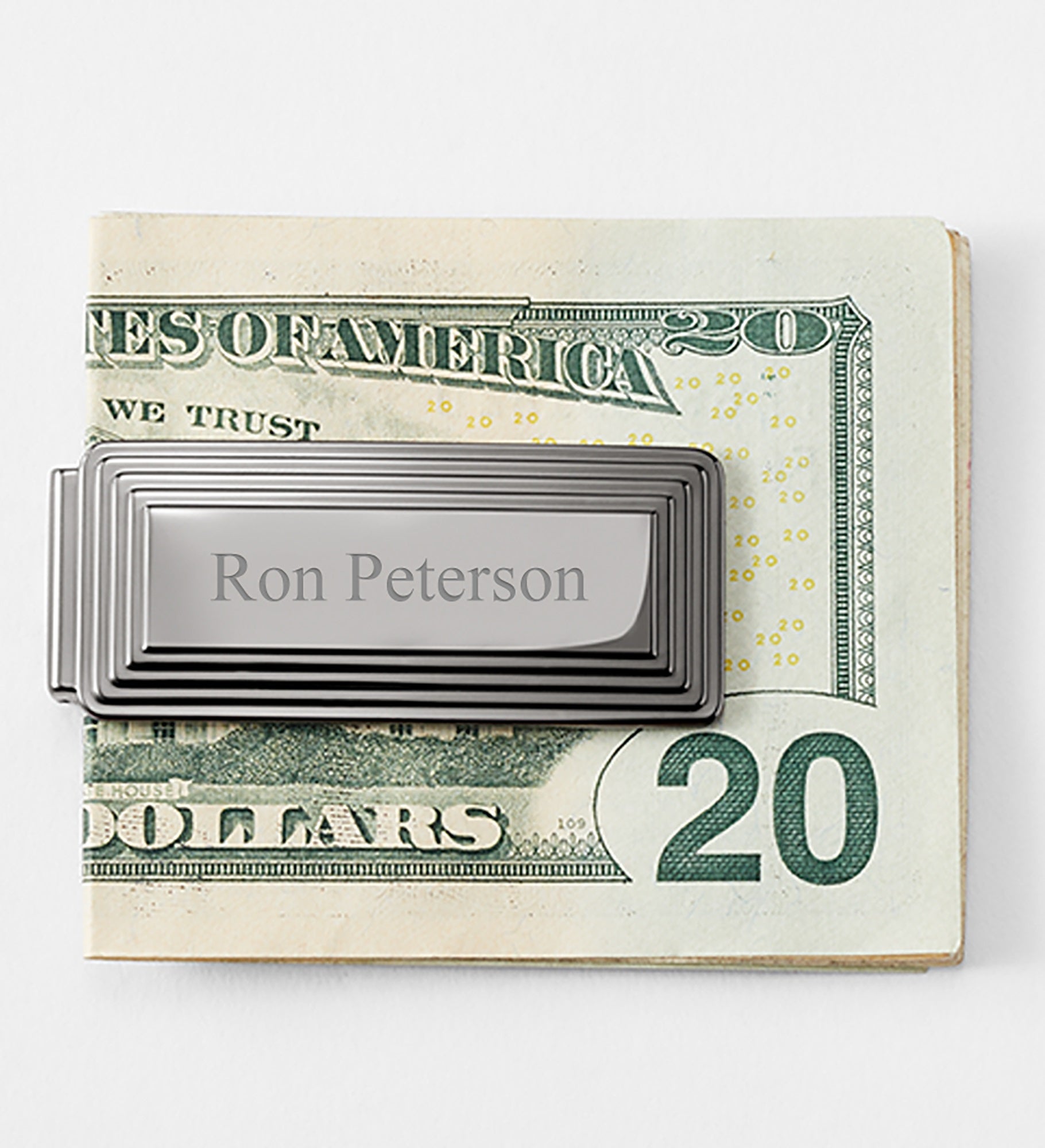 Engraved Gunmetal Stepped Edge Money Clip