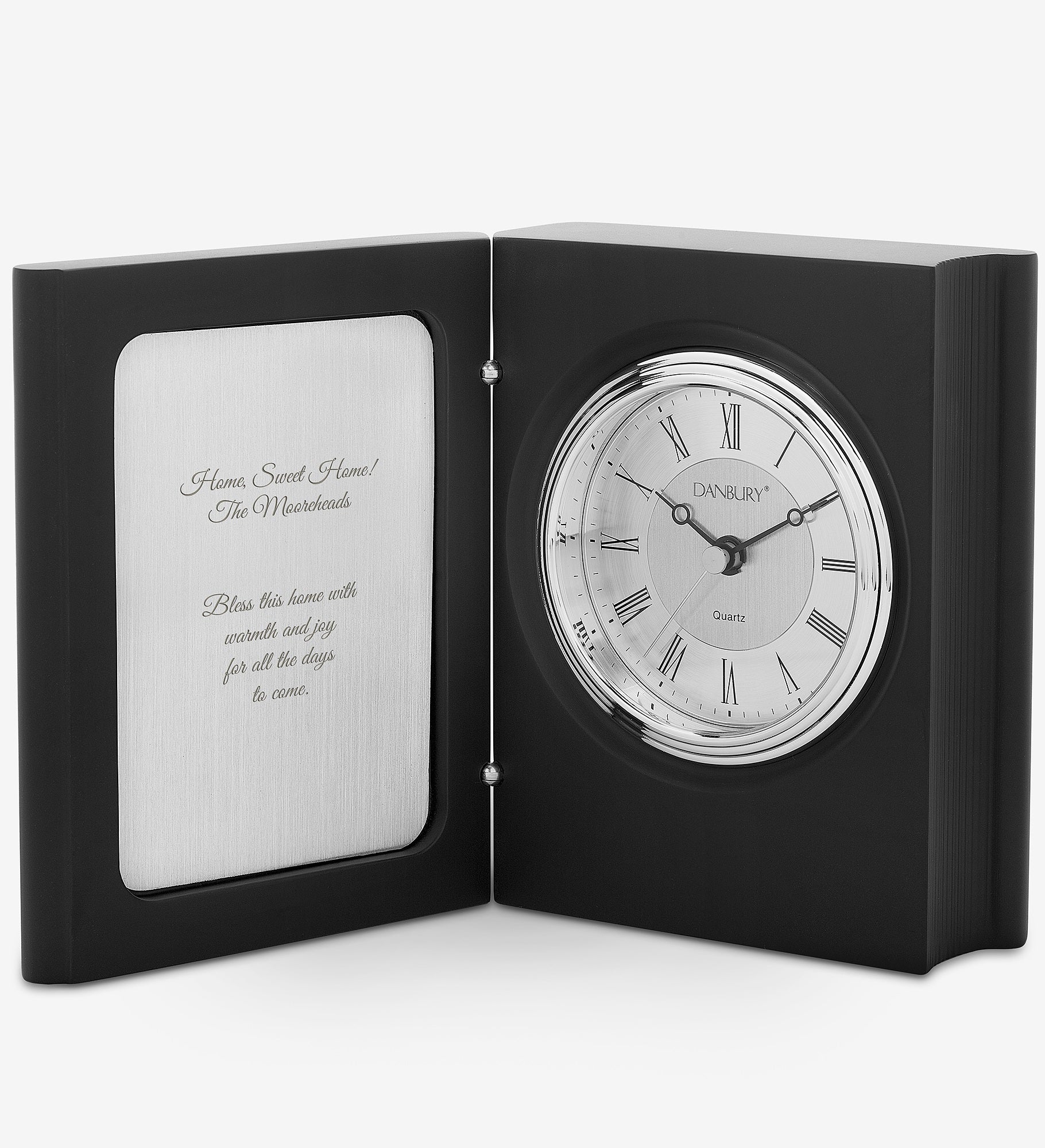  Engraved Black Small Book Clock and Keepsake