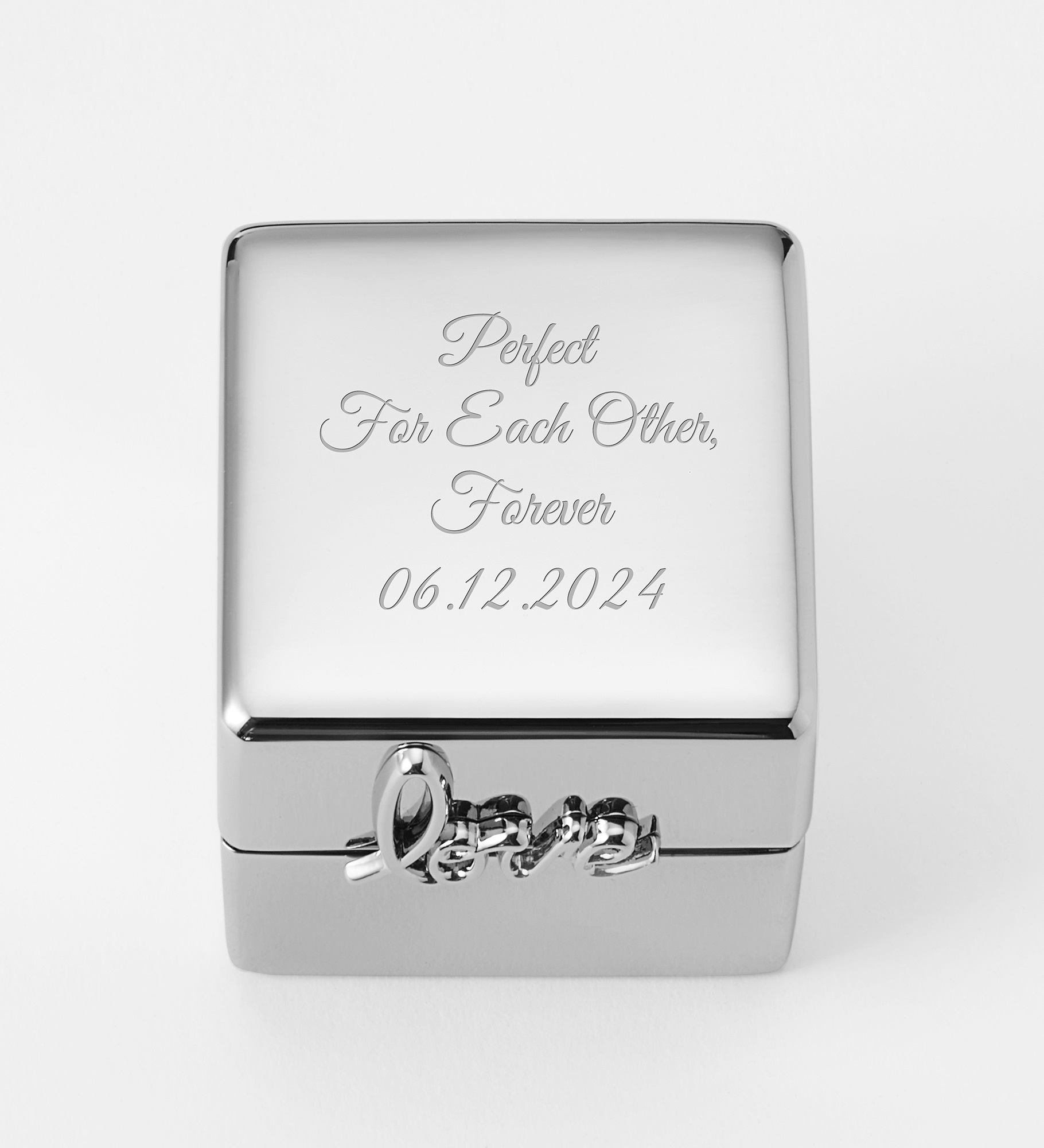  Engraved Love Silver Ring Box