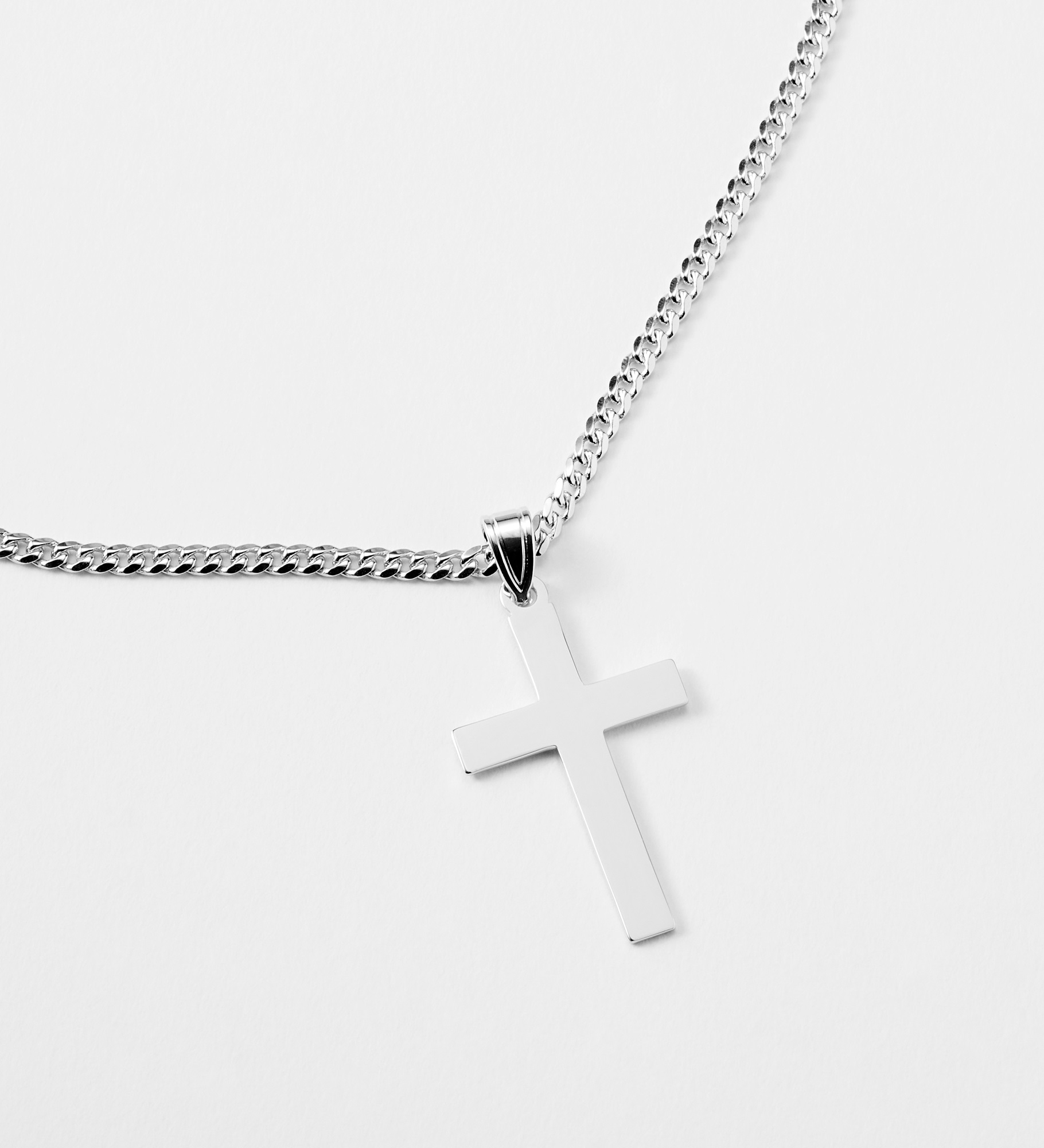  Engraved Sterling Silver Cross Necklace
