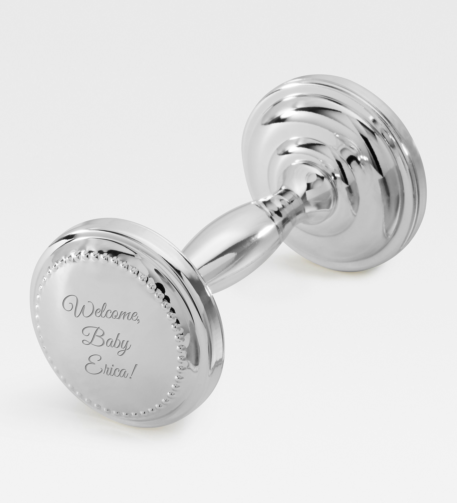 Engraved Silver Beaded Baby Rattle