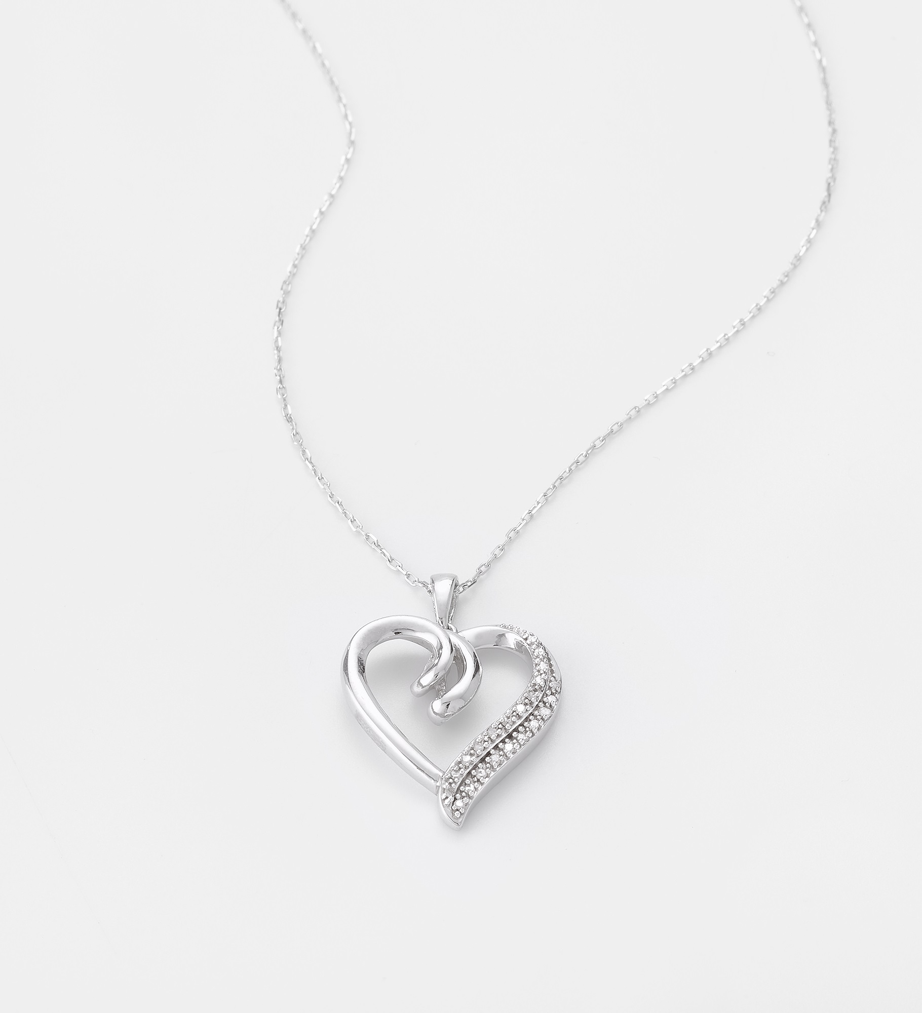  Sterling Silver Diamond Heart Necklace