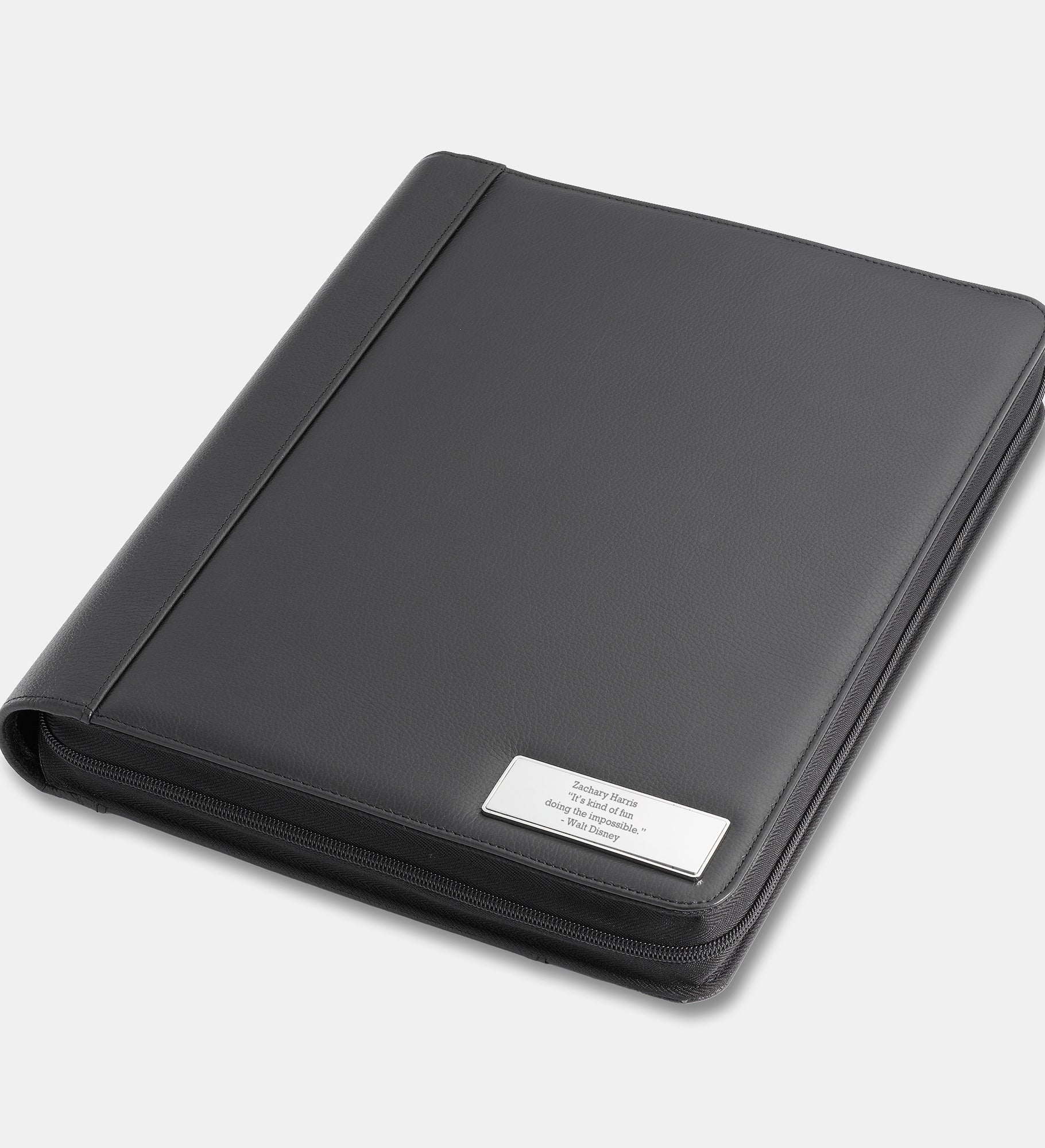 Engraved Vegan Leather Zipper Padfolio