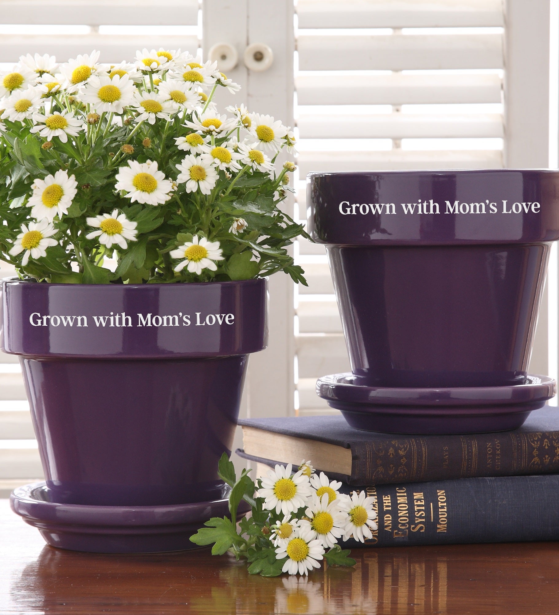Etched Purple Ceramic Flower Pot