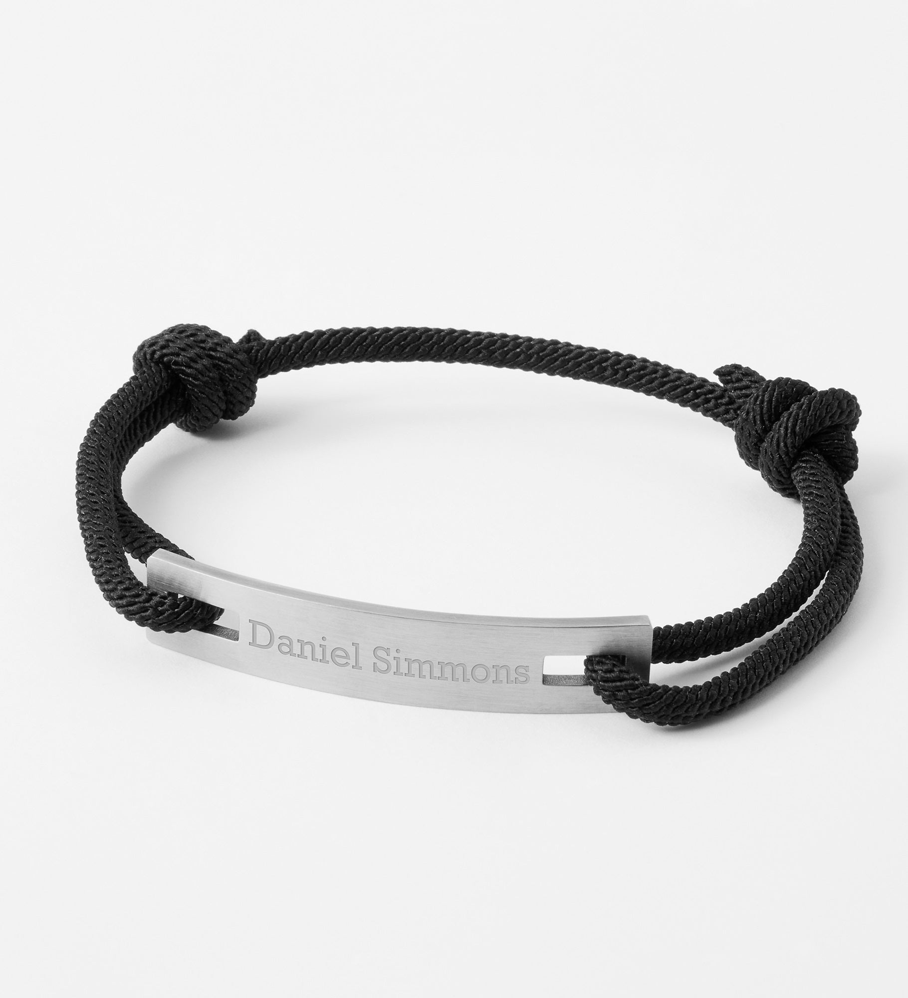 Engraved Black Cord ID Bracelet
