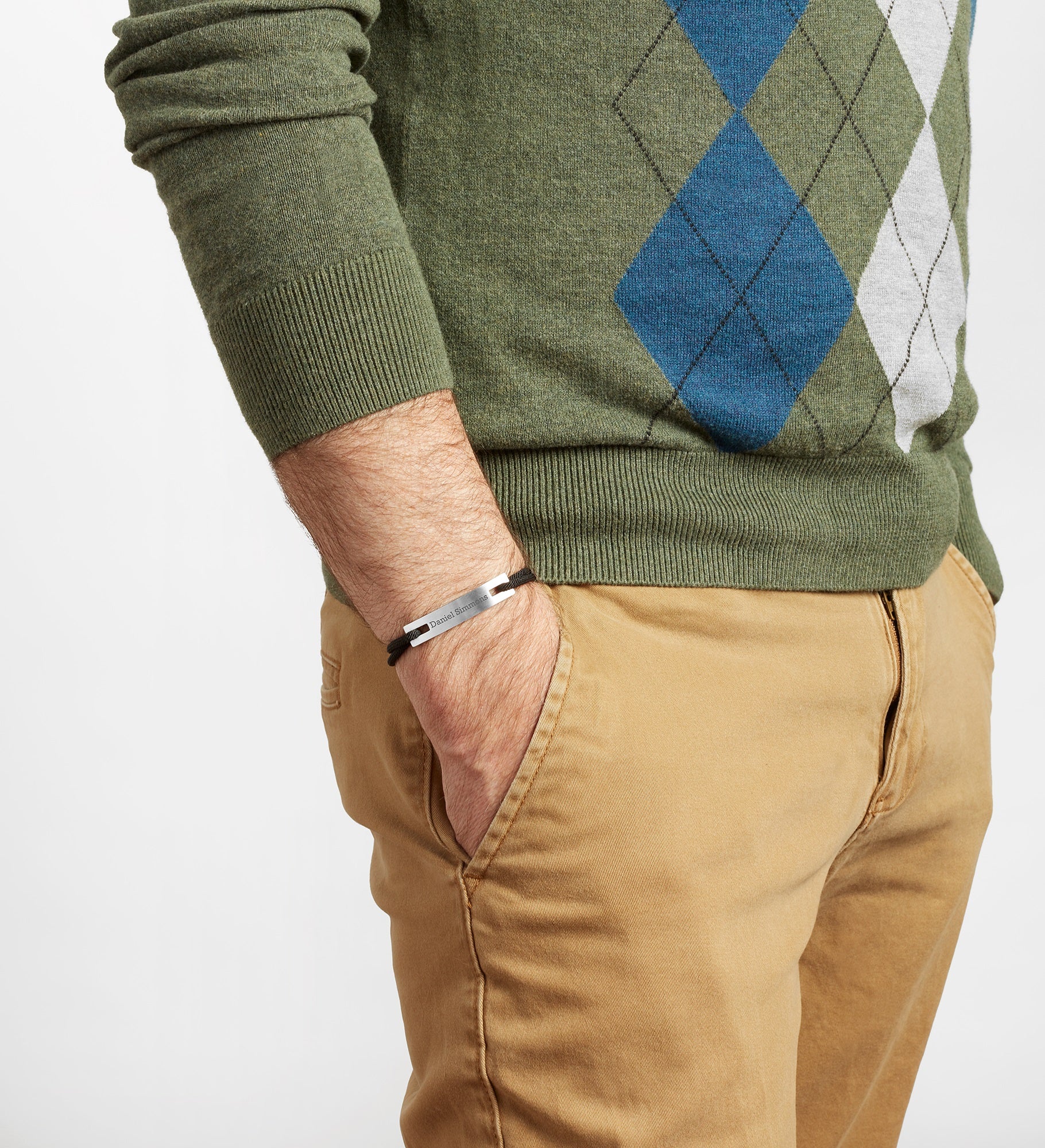 Engraved Black Cord ID Bracelet