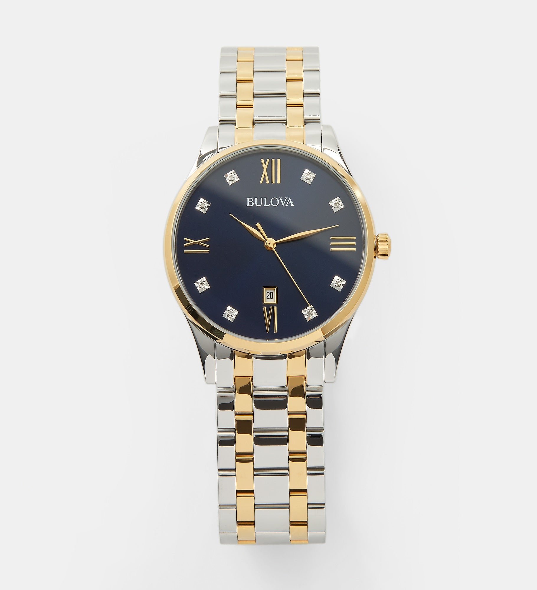 Engraved Bulova Two Tone Diamond Watch