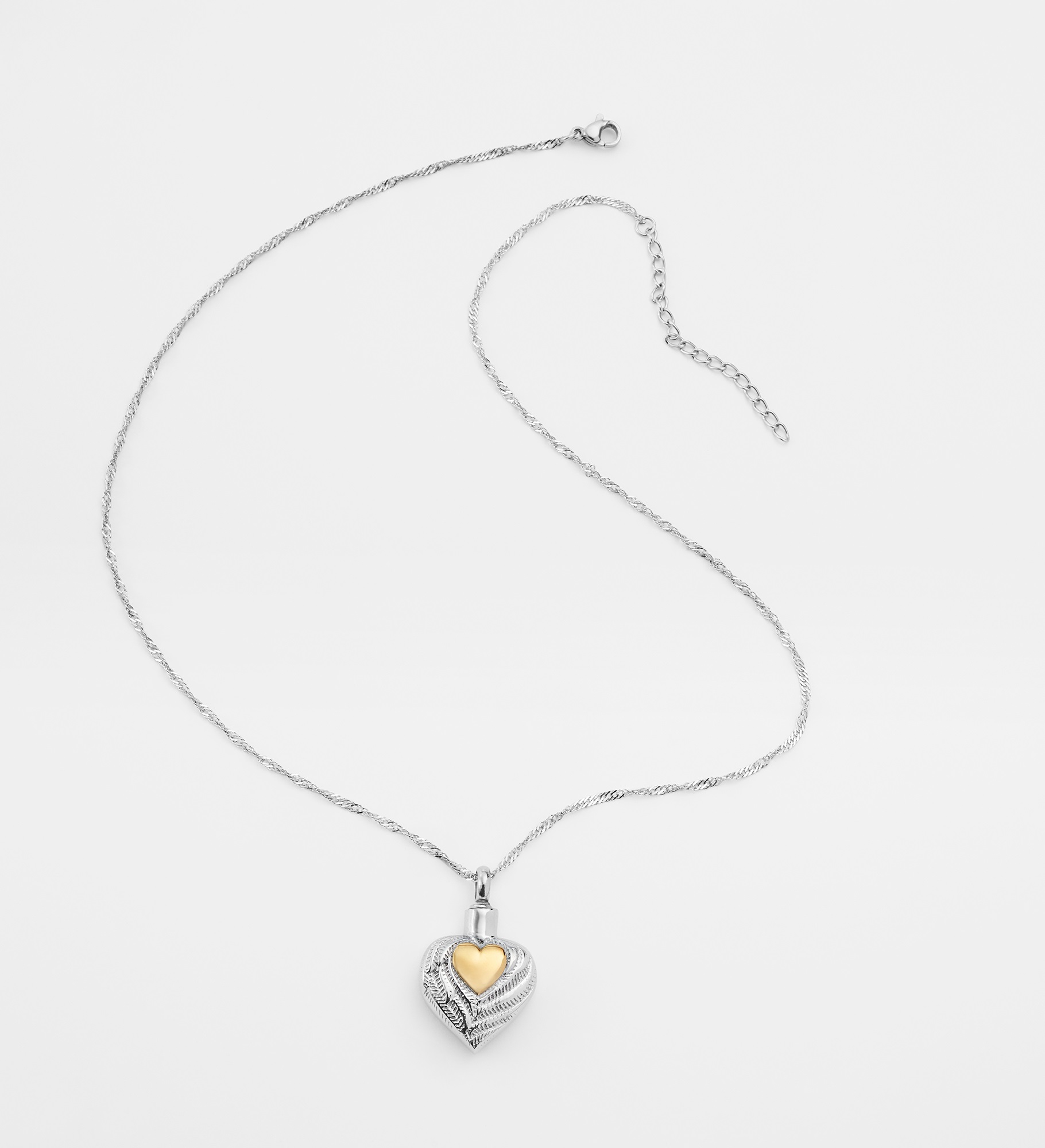 Engraved Stainless Wing & Heart Urn Necklace