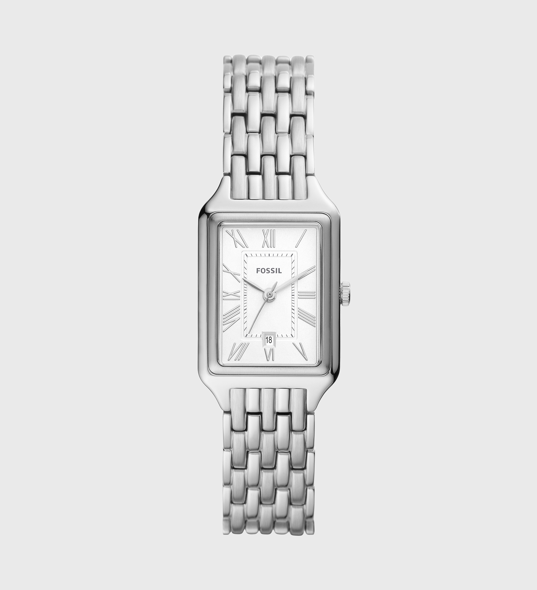 Engraved Fossil Raquel Small Silver Watch