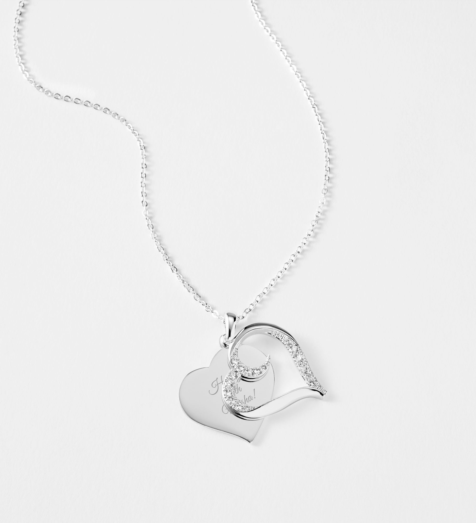 Engraved Swirl Heart Swing Necklace