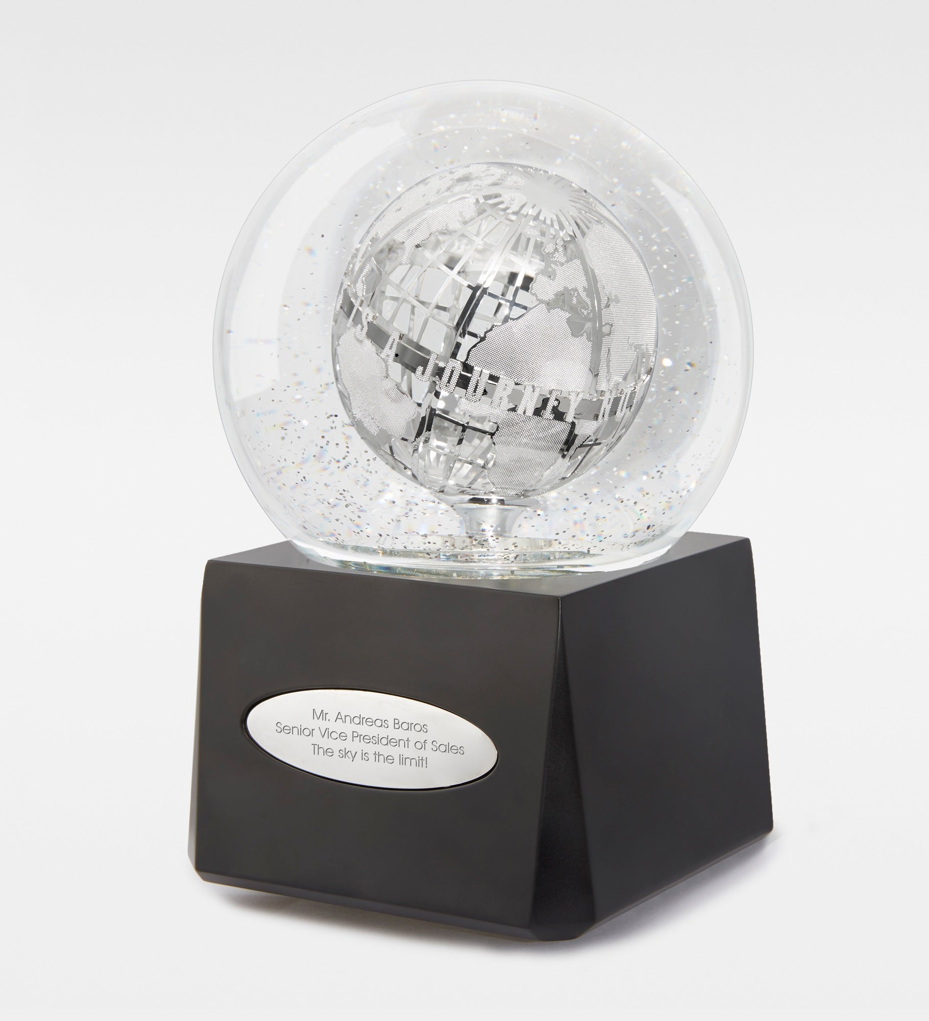 Engraved Success Is A Journey Spinning Musical Snow Globe