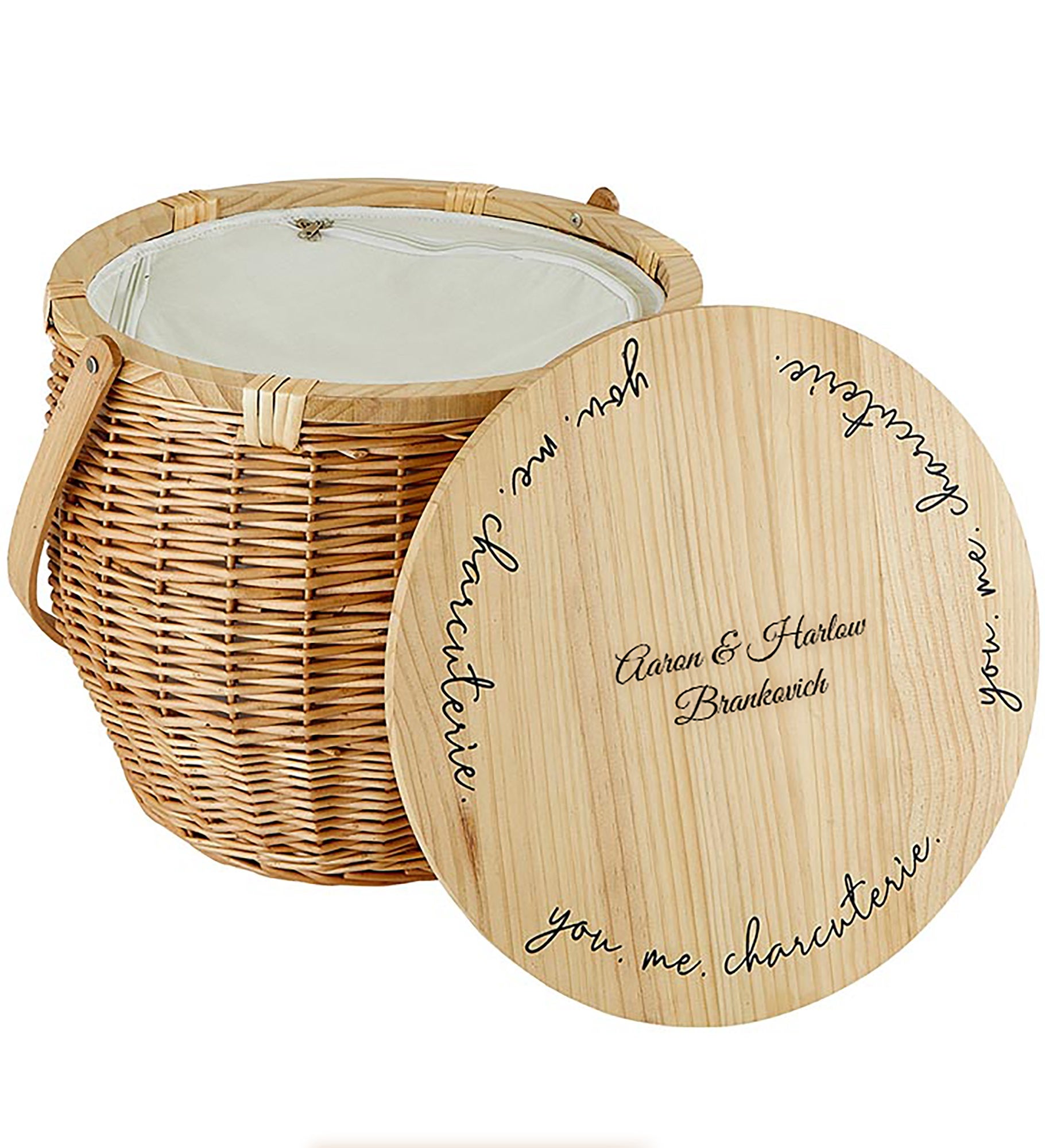 Engraved You Me Charcuterie Picnic Basket 