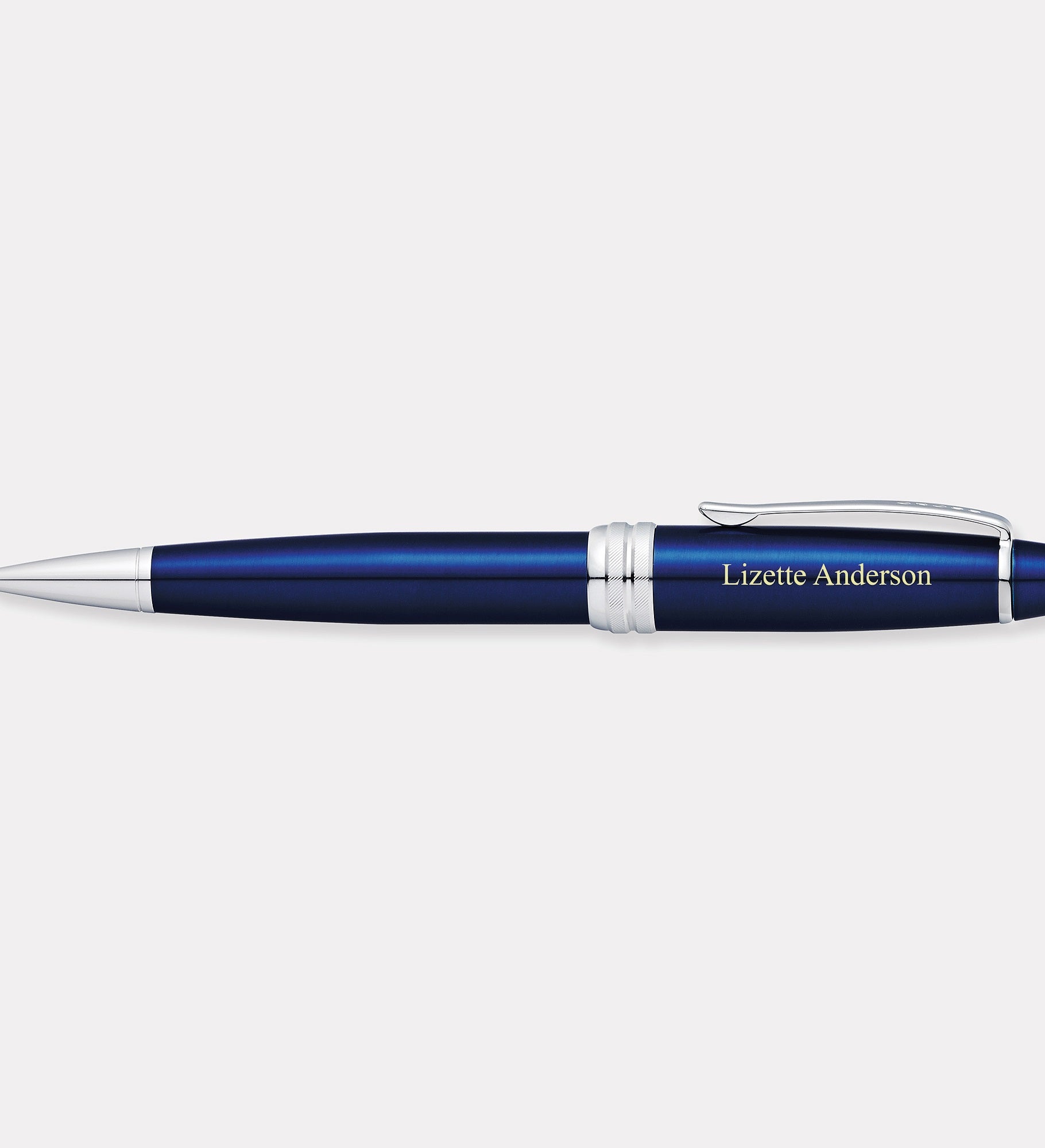 Engraved Cross Bailey Blue Lacquer & Chrome Ballpoint Pen