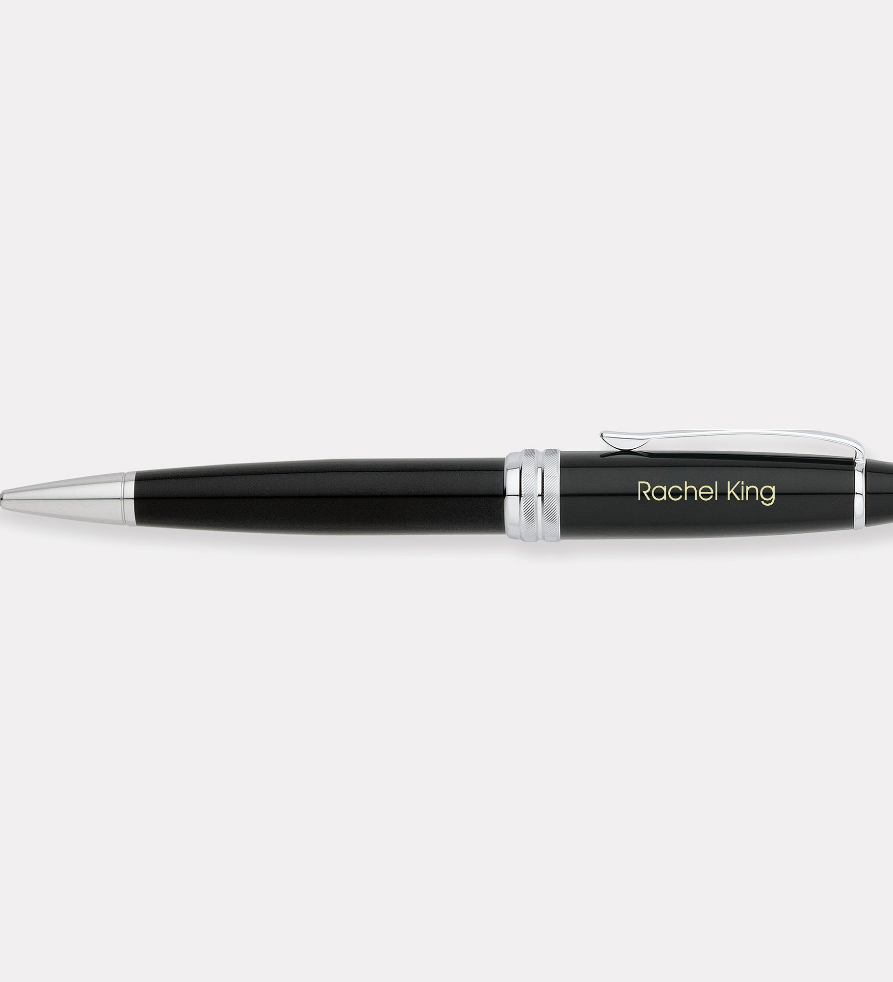 Engraved Cross Bailey Black Lacquer & Chrome Ballpoint Pen
